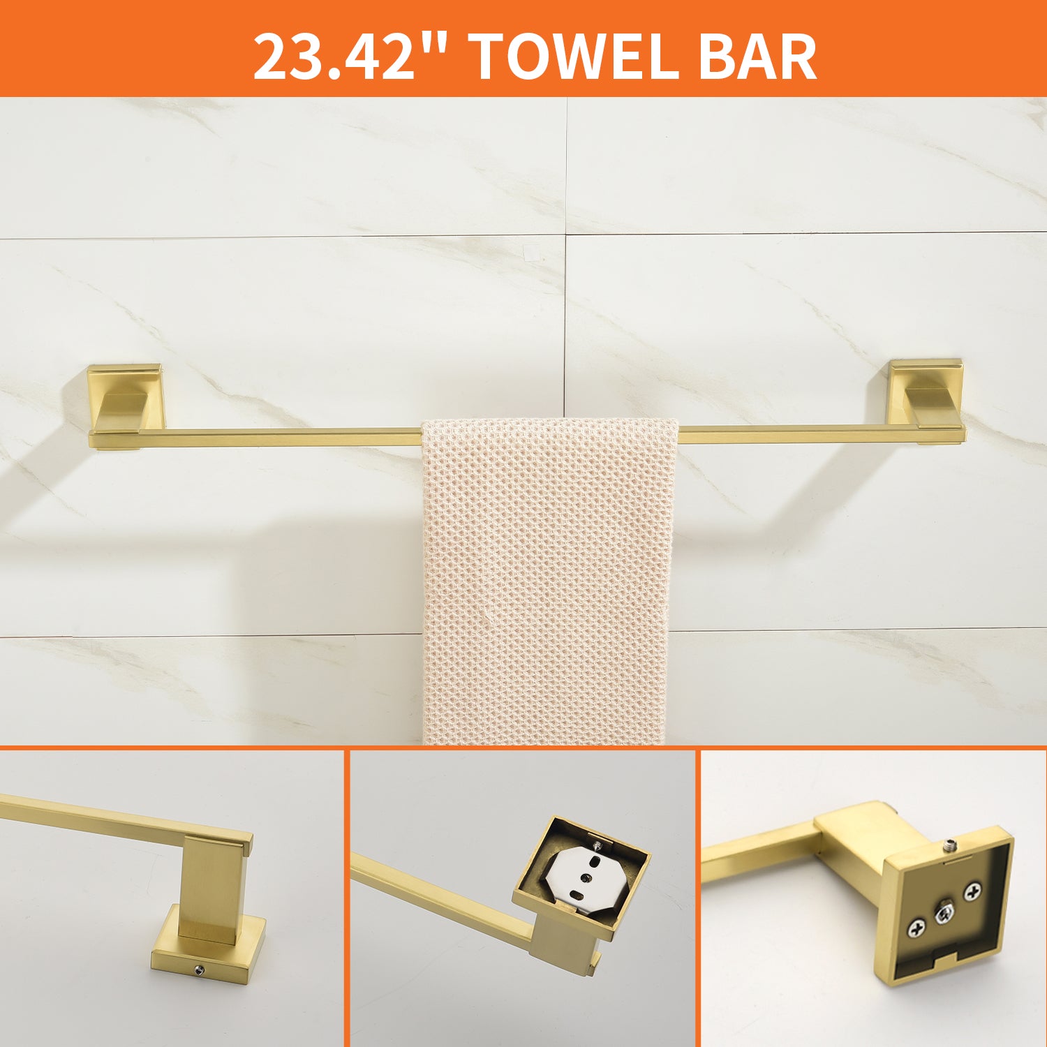 4-Piece Bathroom Hardware Set, SUS304 Stainless Steel Towel Bar, Toilet Paper Holder, Towel Ring & Hooks | Modern Wall-Mounted Bath Accessories Kit