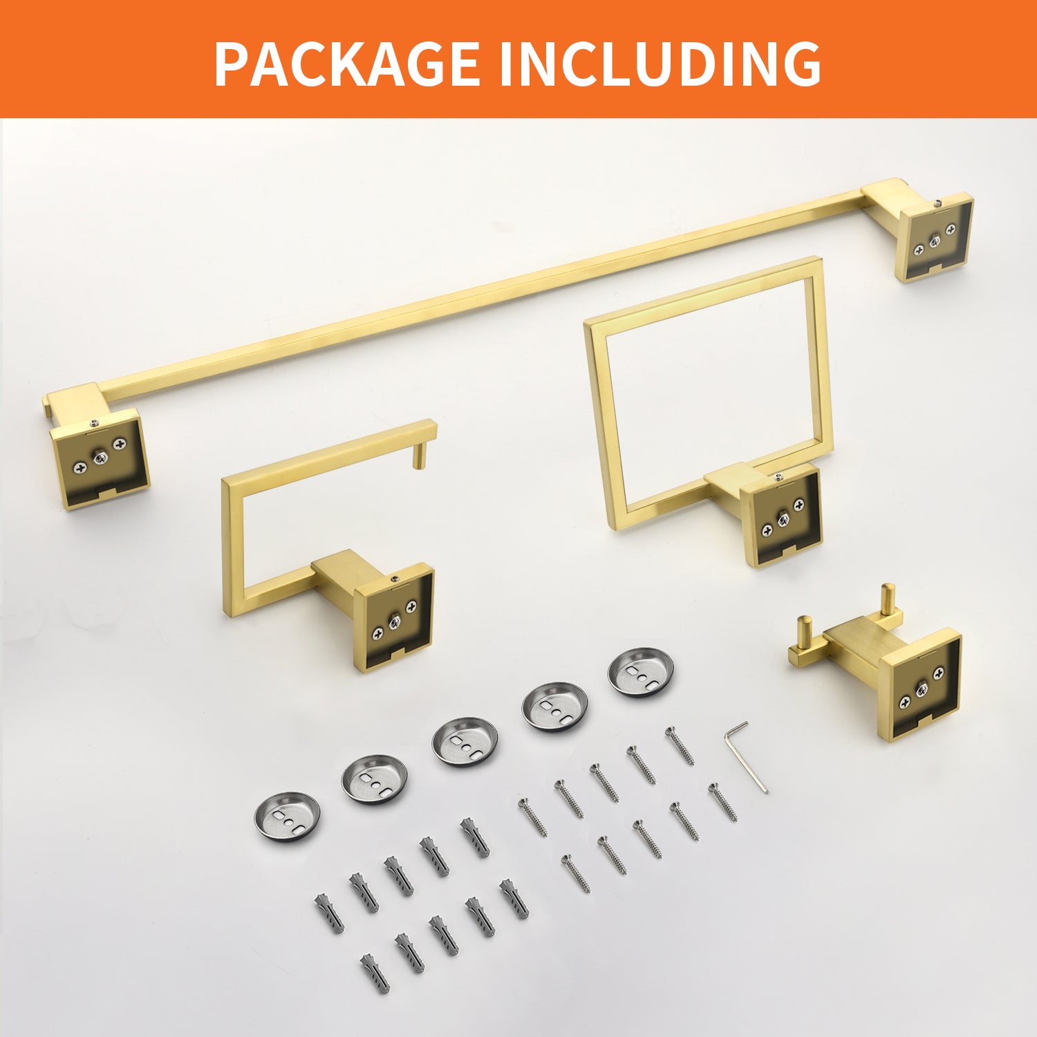4-Piece Bathroom Hardware Set, SUS304 Stainless Steel Towel Bar, Toilet Paper Holder, Towel Ring & Hooks | Modern Wall-Mounted Bath Accessories Kit