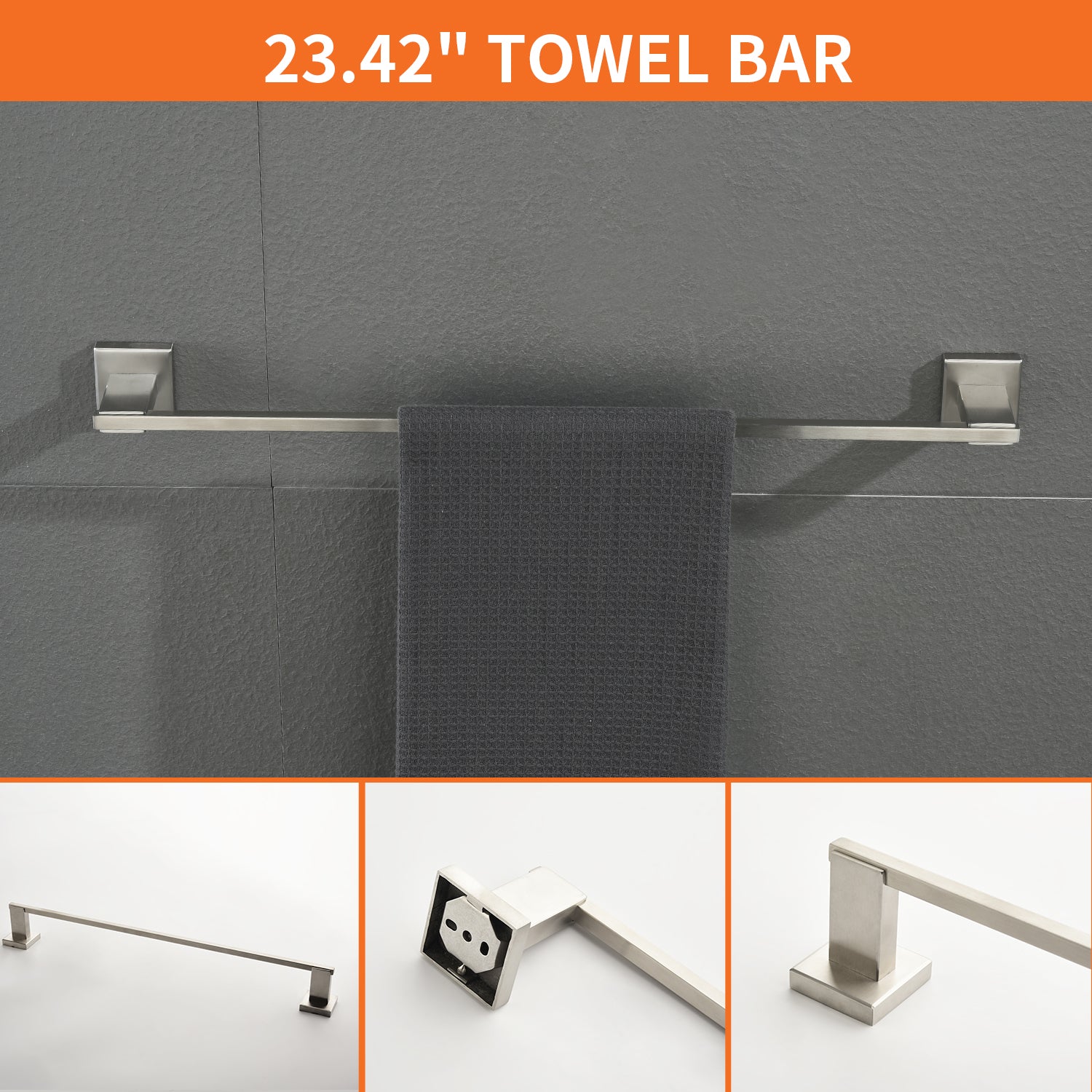 4-Piece Bathroom Hardware Set, SUS304 Stainless Steel Towel Bar, Toilet Paper Holder, Towel Ring & Hooks | Modern Wall-Mounted Bath Accessories Kit