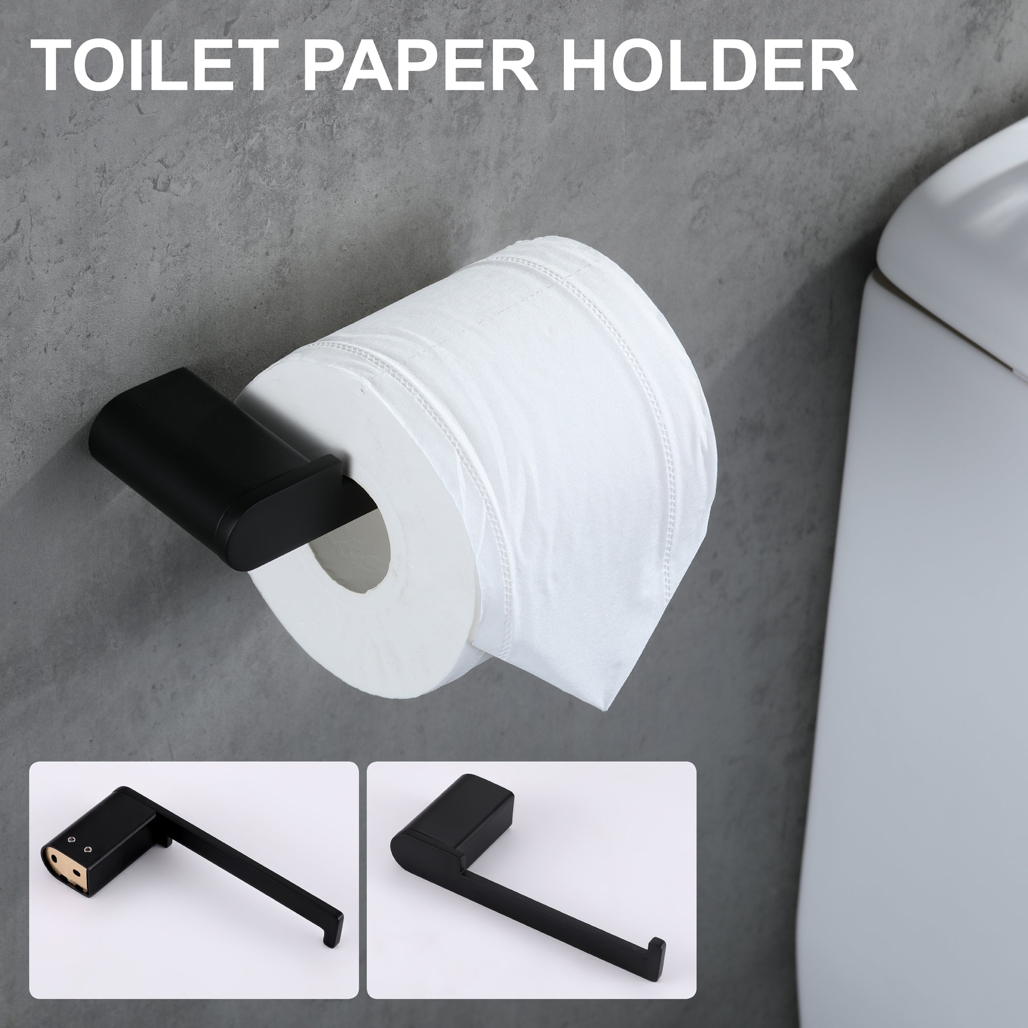 4-Piece Bathroom Accessory Kit, SUS304 Stainless Steel Towel Bar, Toilet Paper Holder, Towel Hook, Wall-Mounted Bath Hardware Set