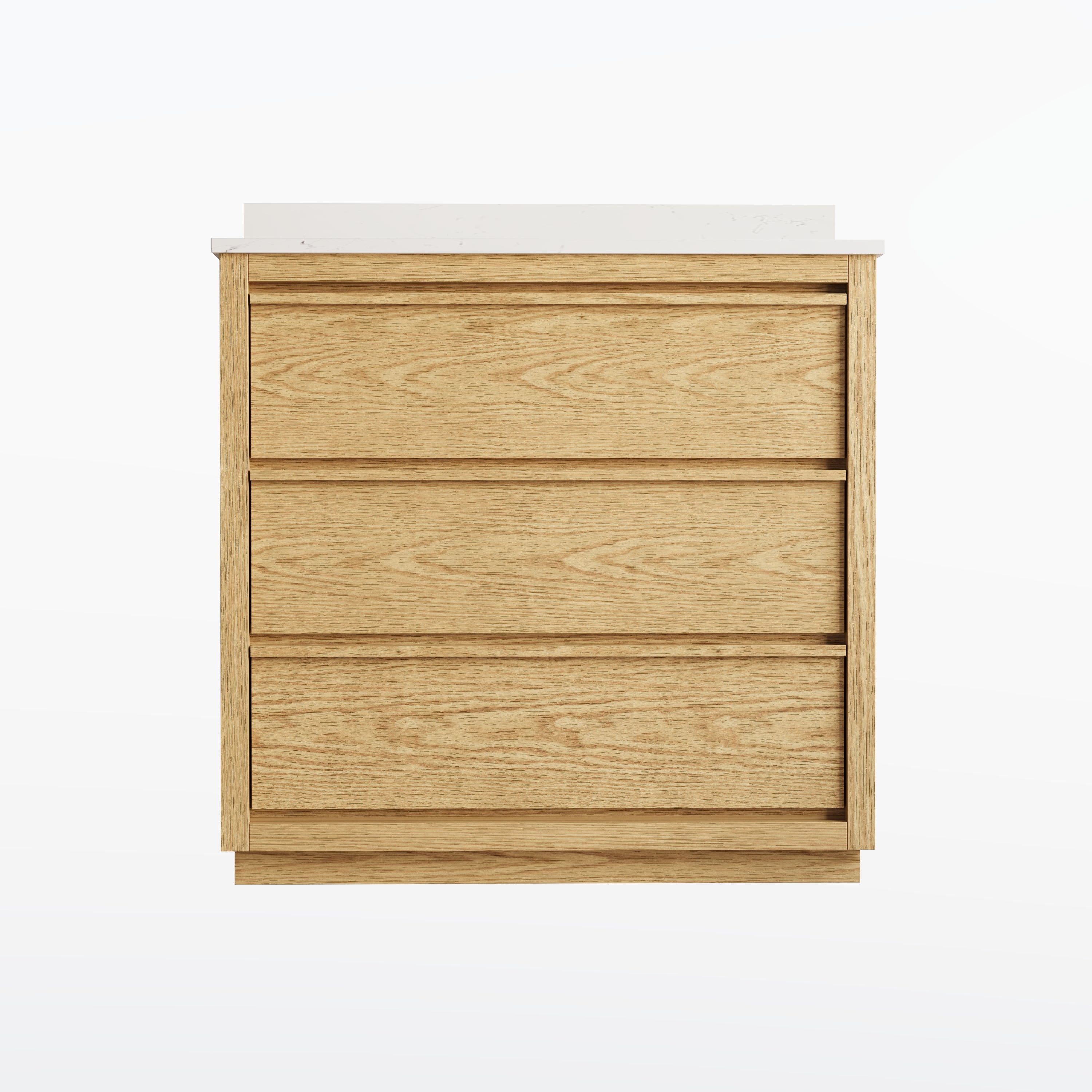 36 Inch Oak Soild Wood Bathroom Vanity with Single Undermount Sink, 3 Dovetail-constructed Drawers
