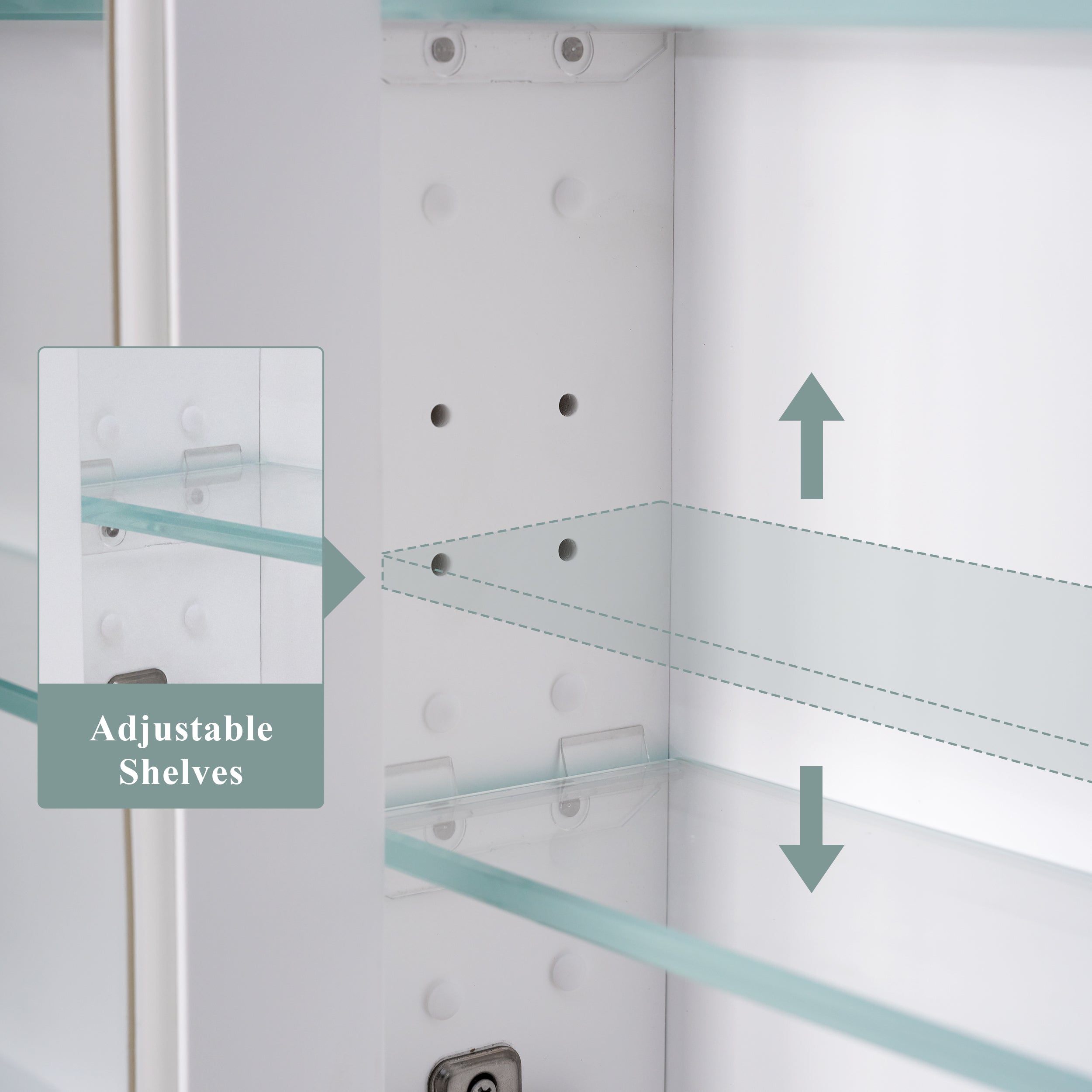 40 in.W x 32 in.H Recessed Solid Wood Medicine Cabinet with 6 Adjustable Glass Shelves