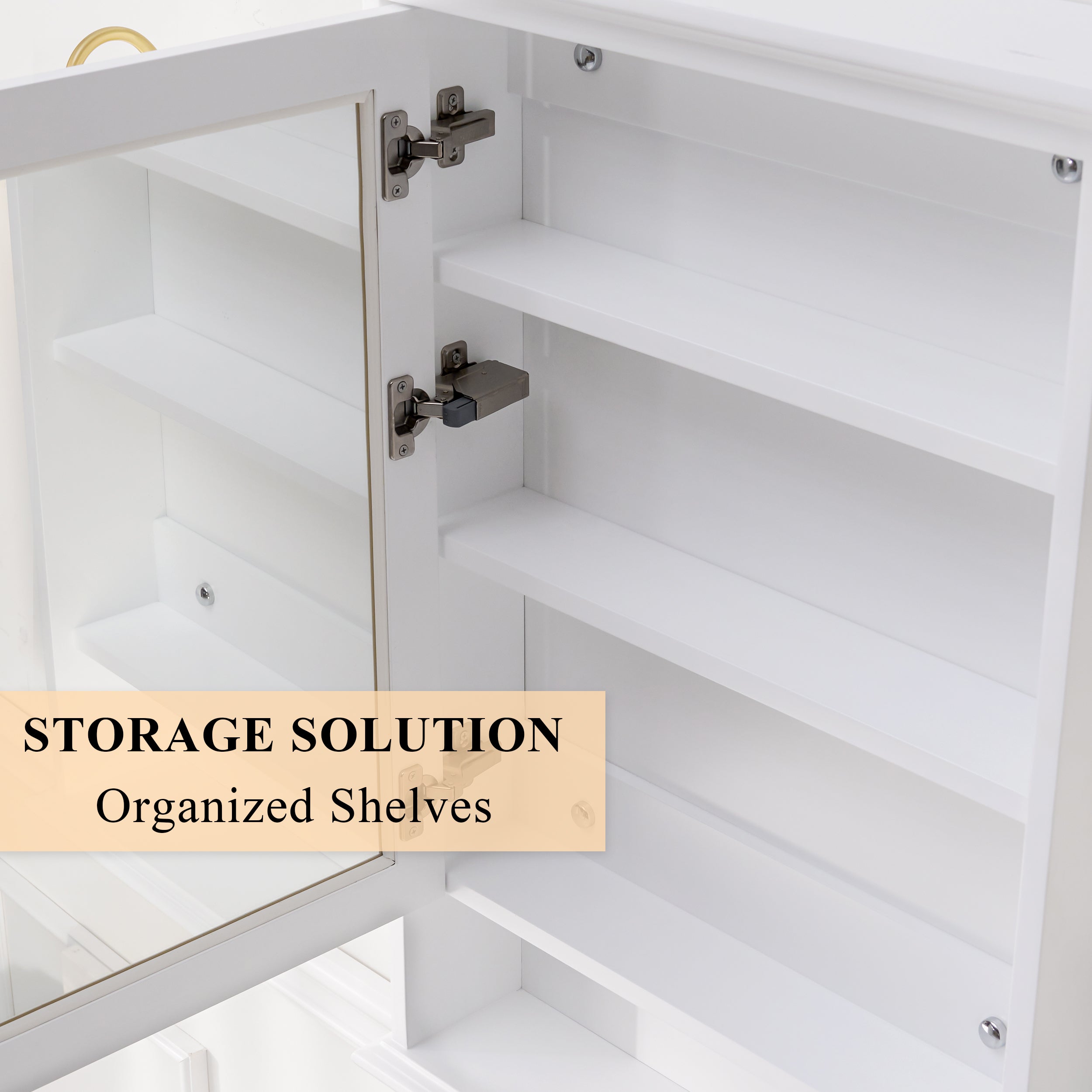 24 in.W x 34 in.H Surface-Mount Bathroom Solid Wood Medicine Cabinet with Mirror in White