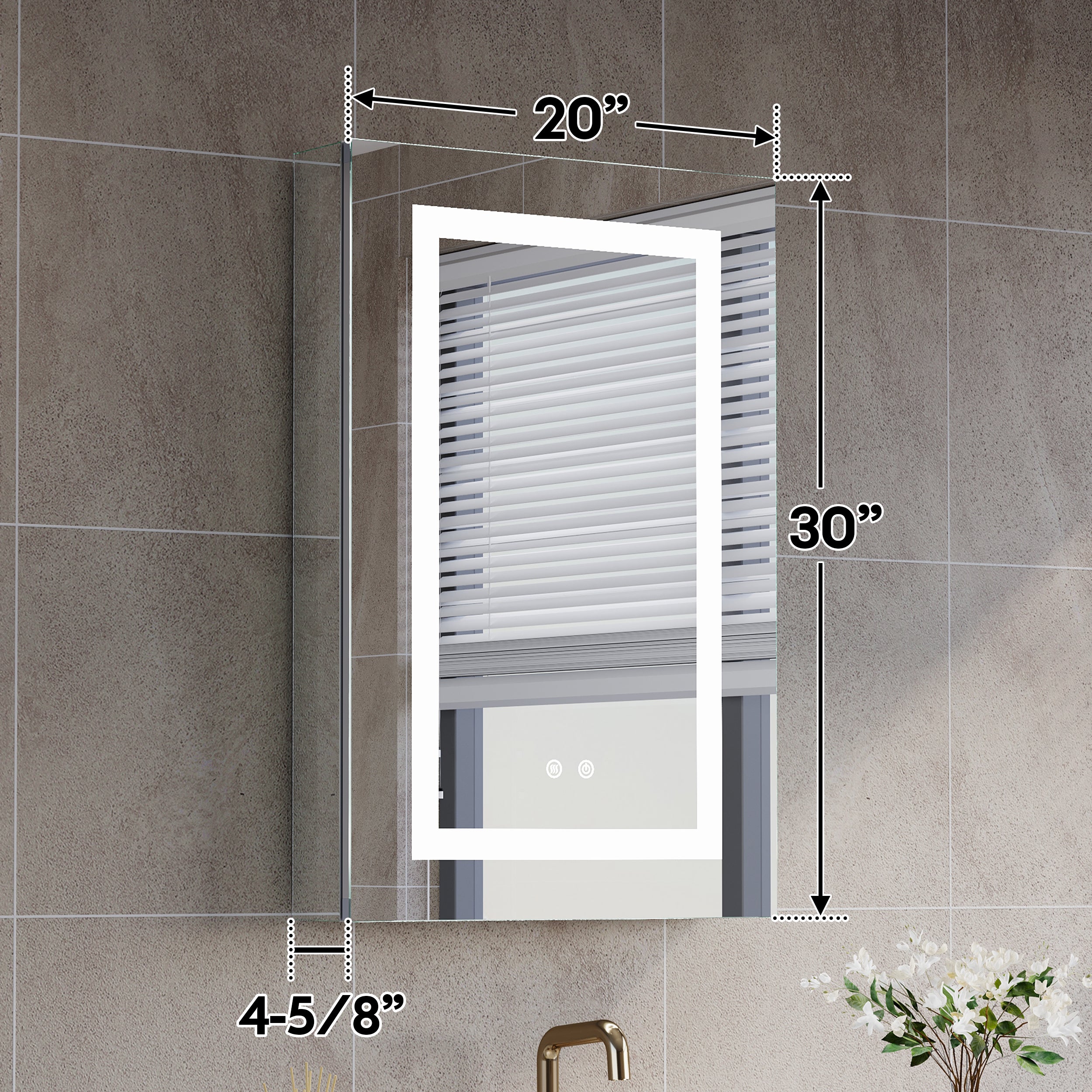 20 in. x 30 in. LED Lighted Surface/Recessed Mount Silver Mirrored Medicine Cabinet with Outlet Right Side