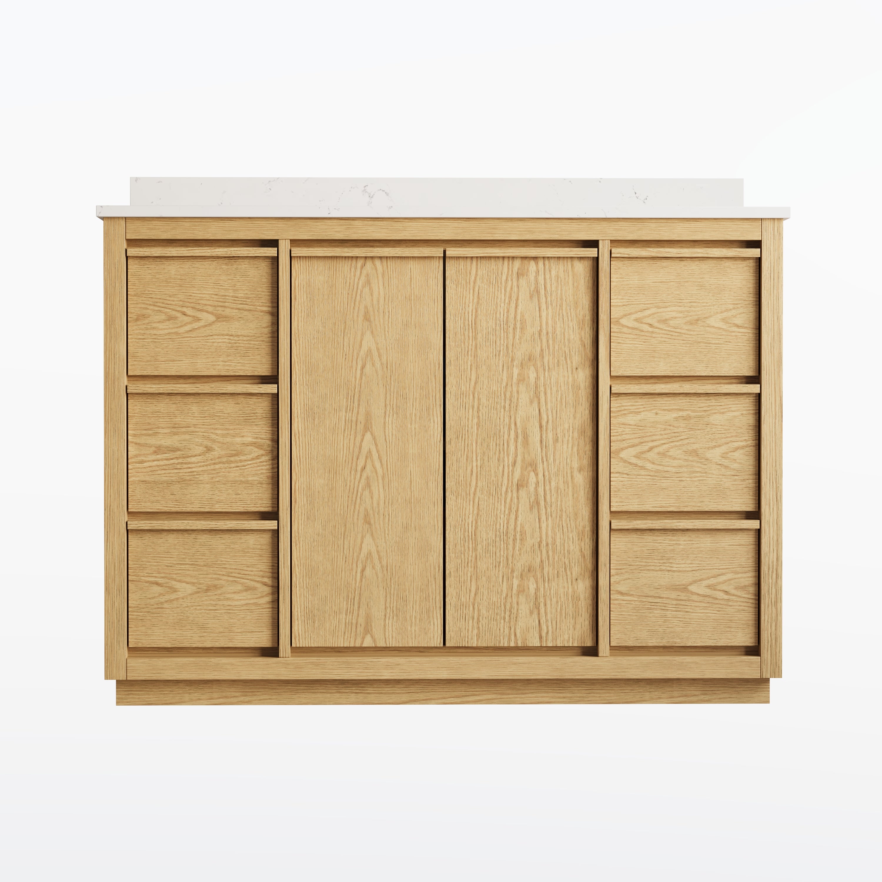 48 Inch Oak Soild Wood Bathroom Vanity with Sink, 6 Dovetail-constructed Drawers and 2 Soft-close Doors
