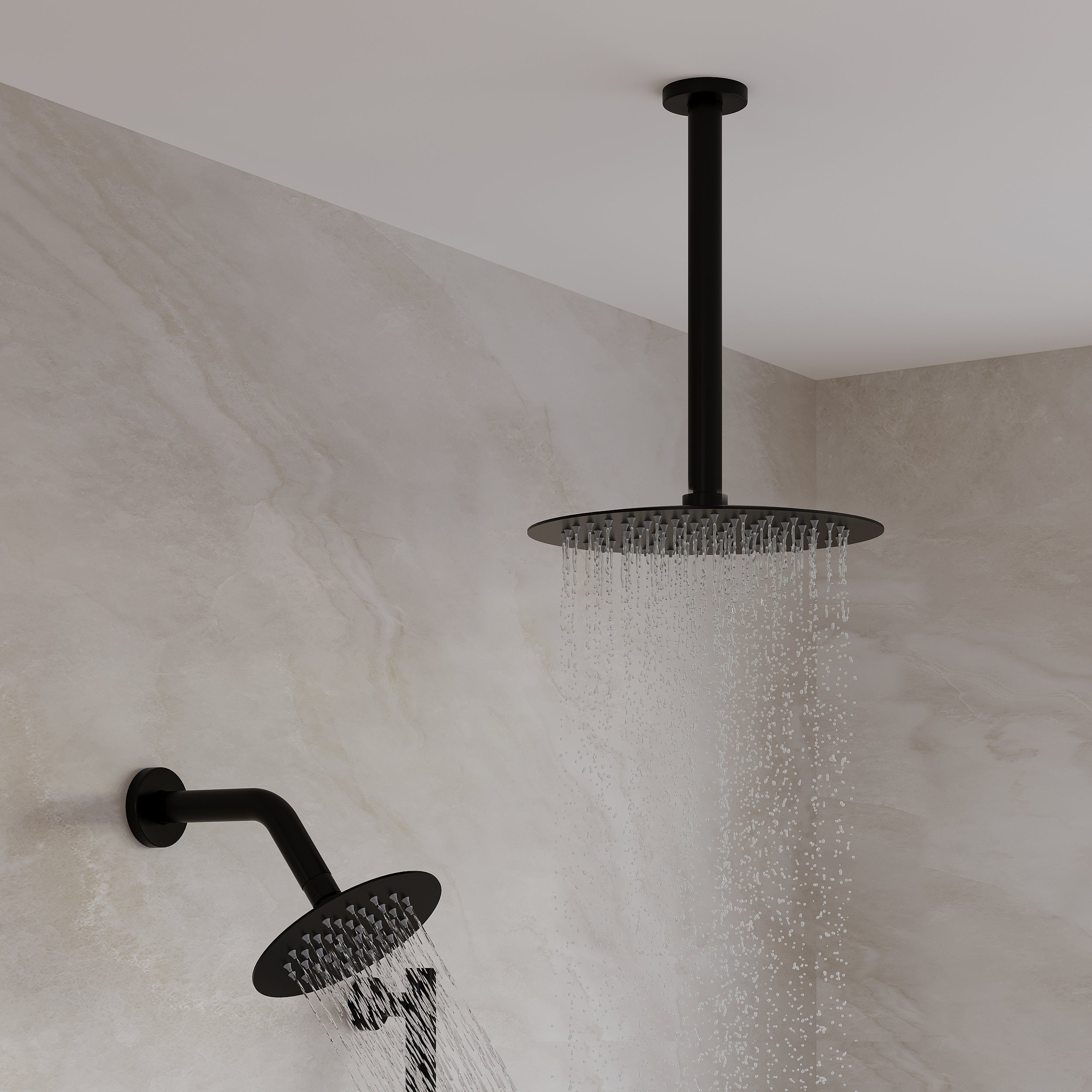 10" Round Shower System with Dual Mounting Options Wall-Mounted & Ceiling-Mounted