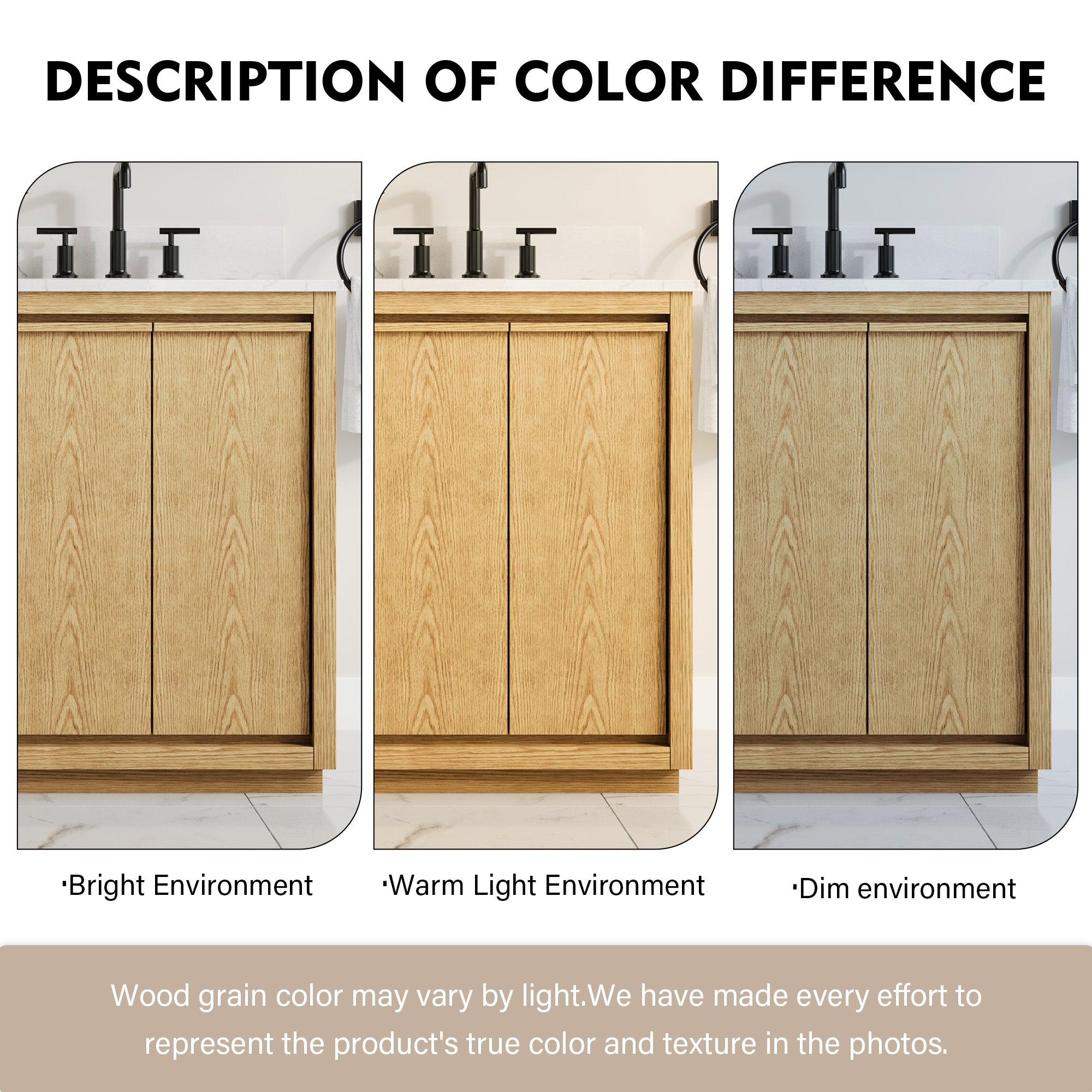 60 Inch Oak Soild Wood Bathroom Vanity with Double Undermount Sinks, 3 Dovetail-constructed Drawers and 4 Soft-close Doors