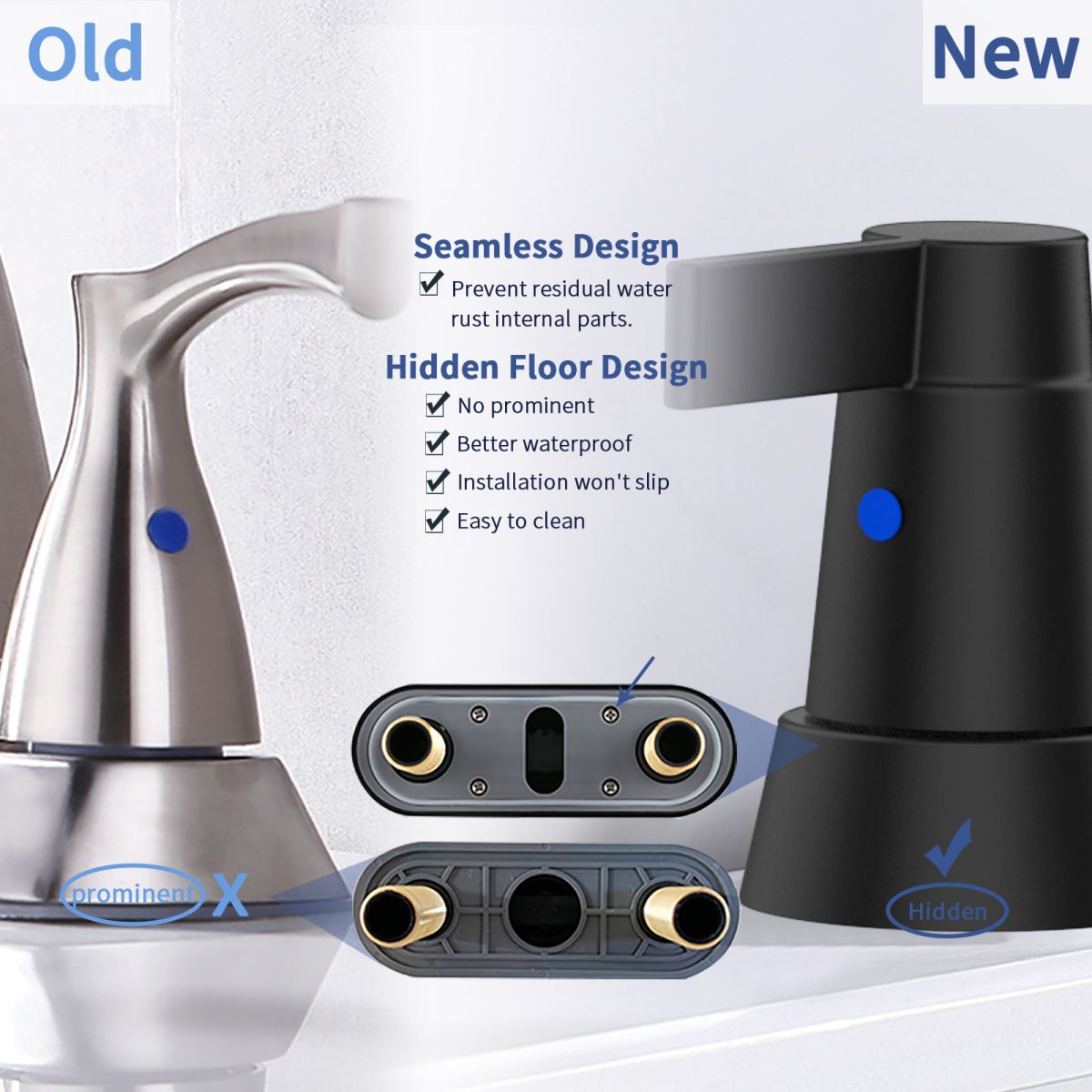 Matte Black 4 Inch Centerset Bathroom Faucet 2 Handle with High Arc Swivel