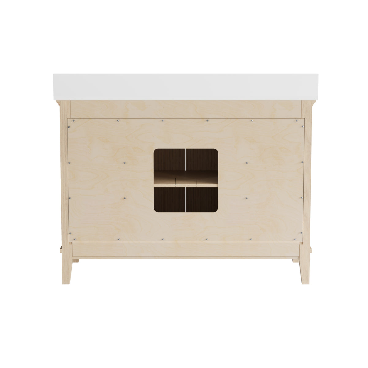 48 Inch Modern Light Oak Solid Wood Bathroom Vanity with White Quartz Countertop & Soft-Close Drawers