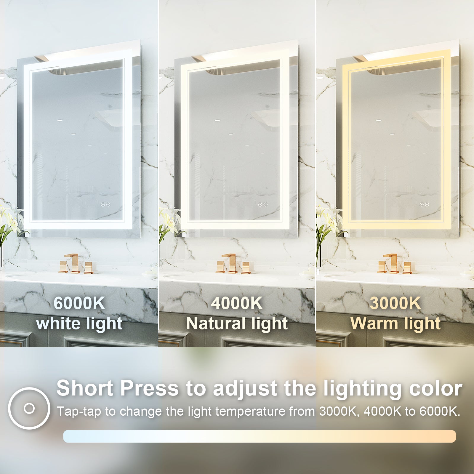 Anti-Fog LED Light Dimmable Bathroom Vanity Mirror