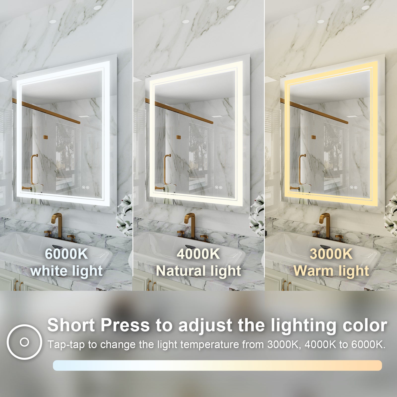 Anti-Fog LED Light Dimmable Bathroom Vanity Mirror