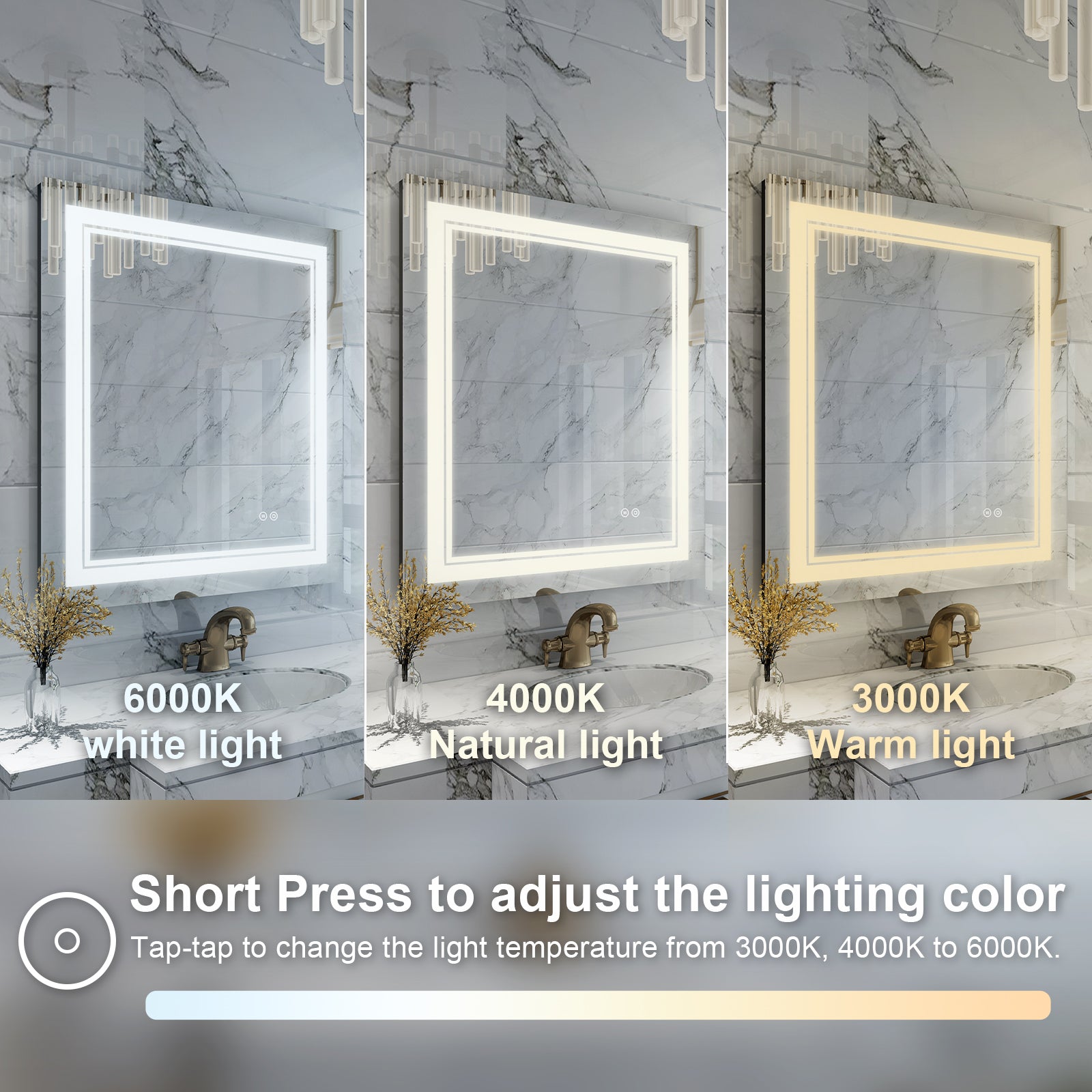 Anti-Fog LED Light Dimmable Bathroom Vanity Mirror