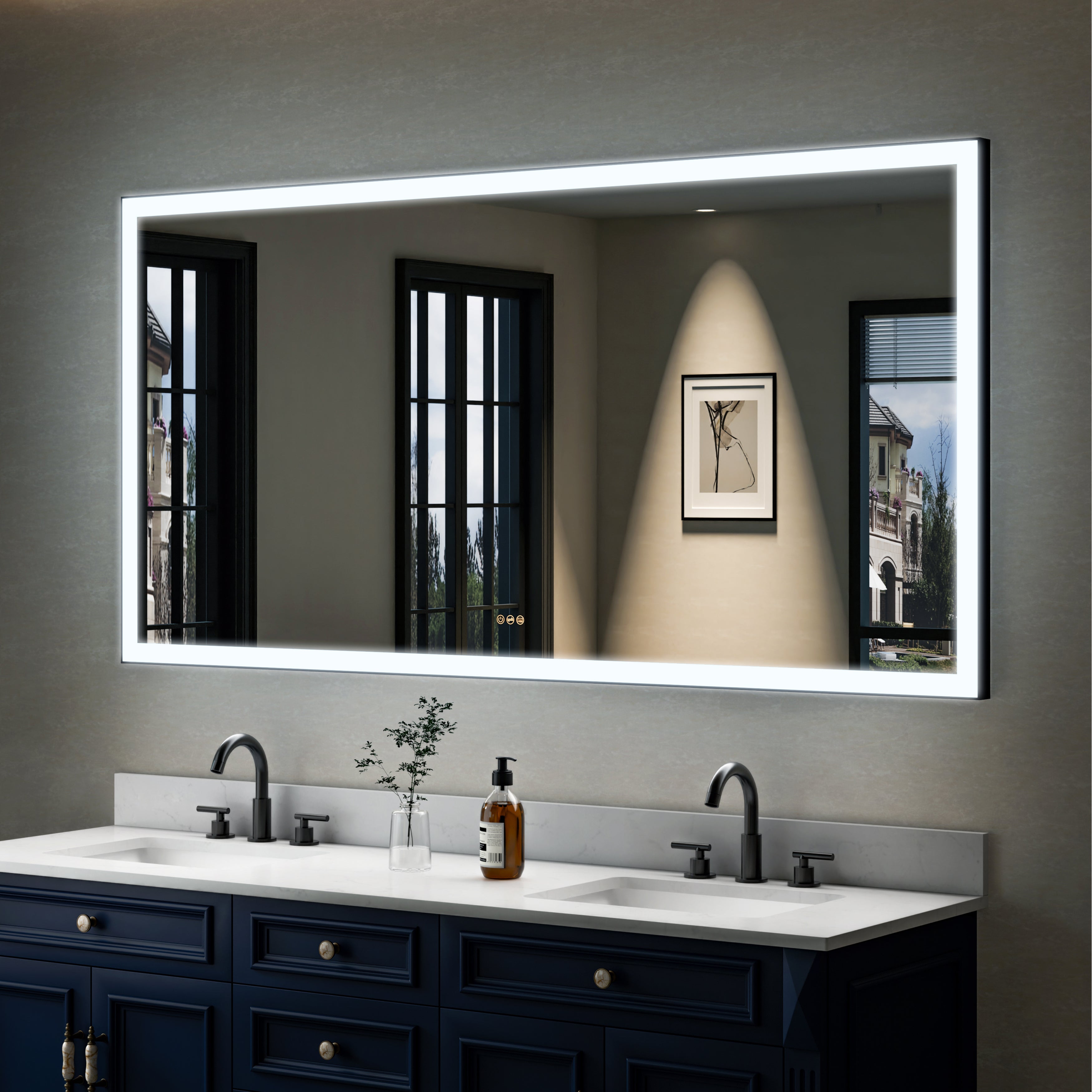 72 in. W x 36 in. H Rectangular Framed LED Light Wall Vertical/Horizontal Bathroom Vanity Mirror