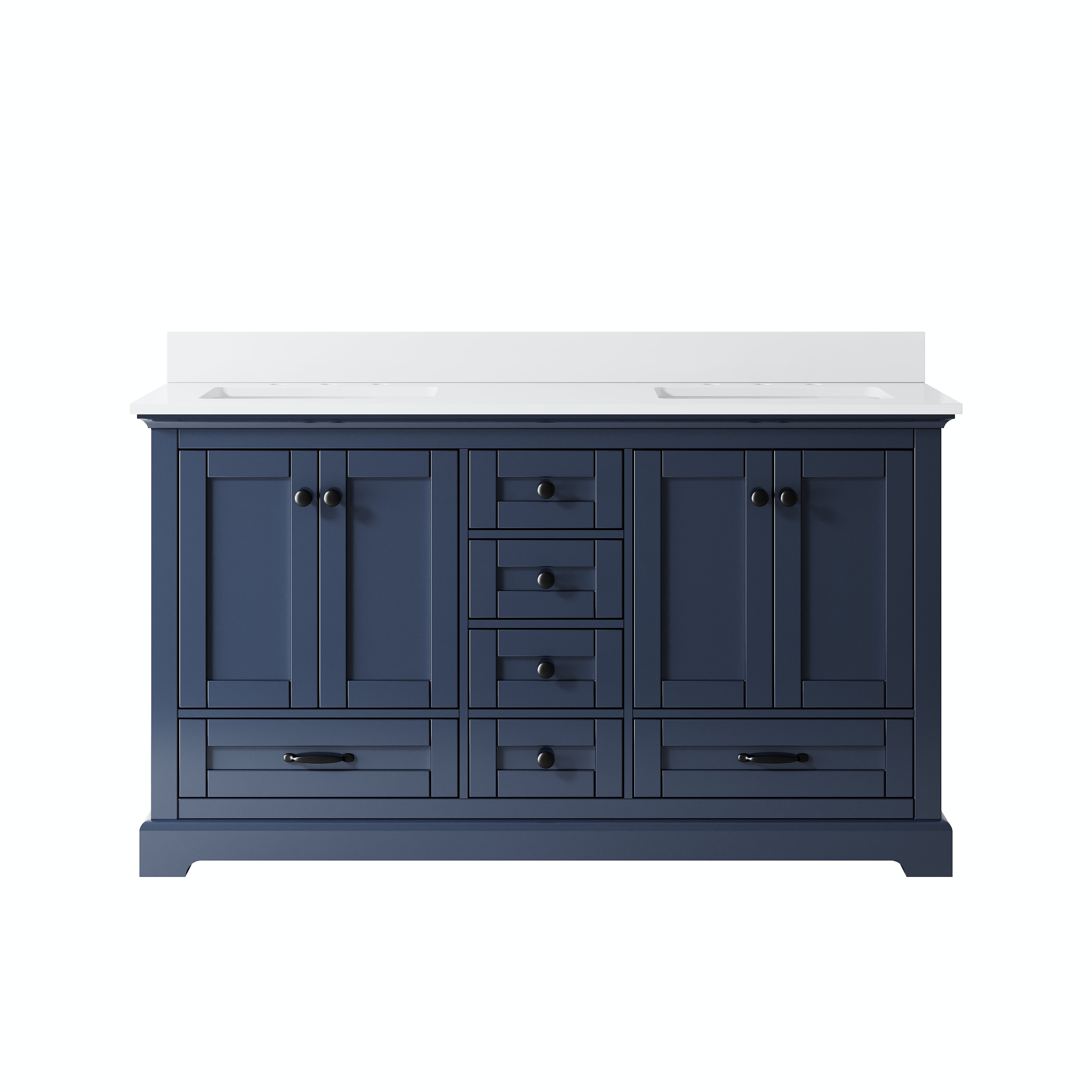 60 Inch Solid Wood Navy Blue Bathroom Vanity with cUPC Undermount Basin with 4 Doors and 6 Drawers