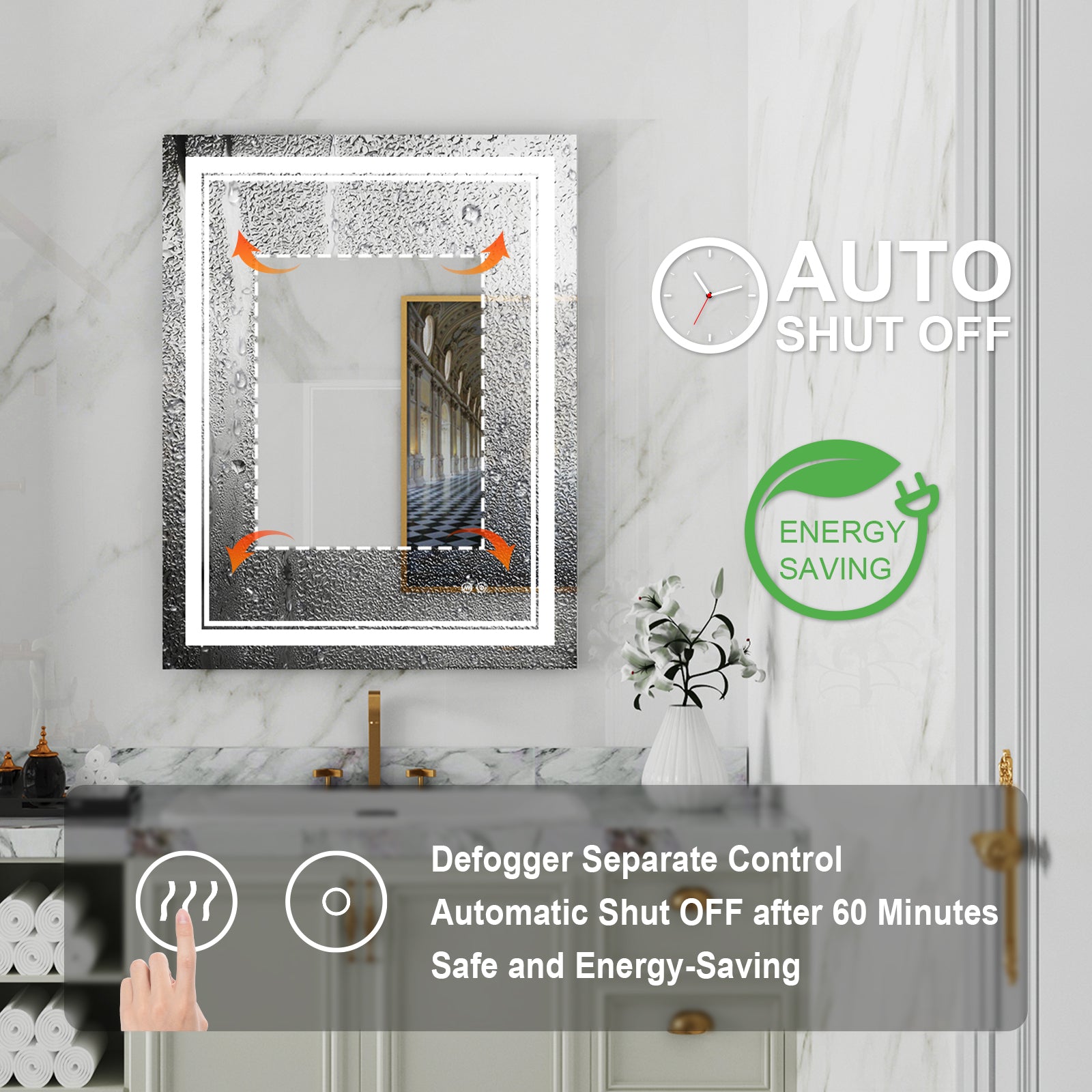 Anti-Fog LED Light Dimmable Bathroom Vanity Mirror