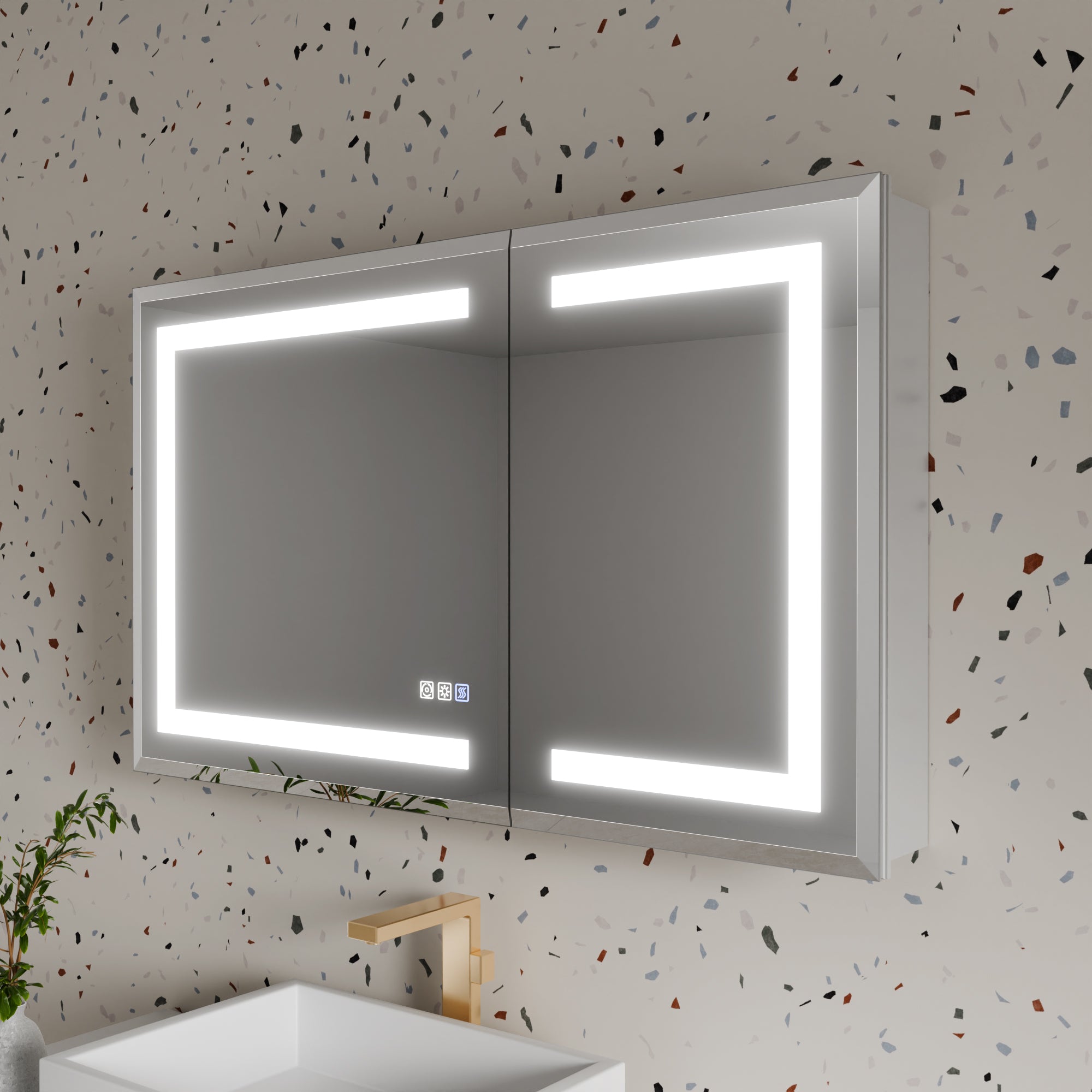 40 in. x 24 in. Aluminum Beveled Edge LED Medicine Cabinet, Recessed/Surface Mount