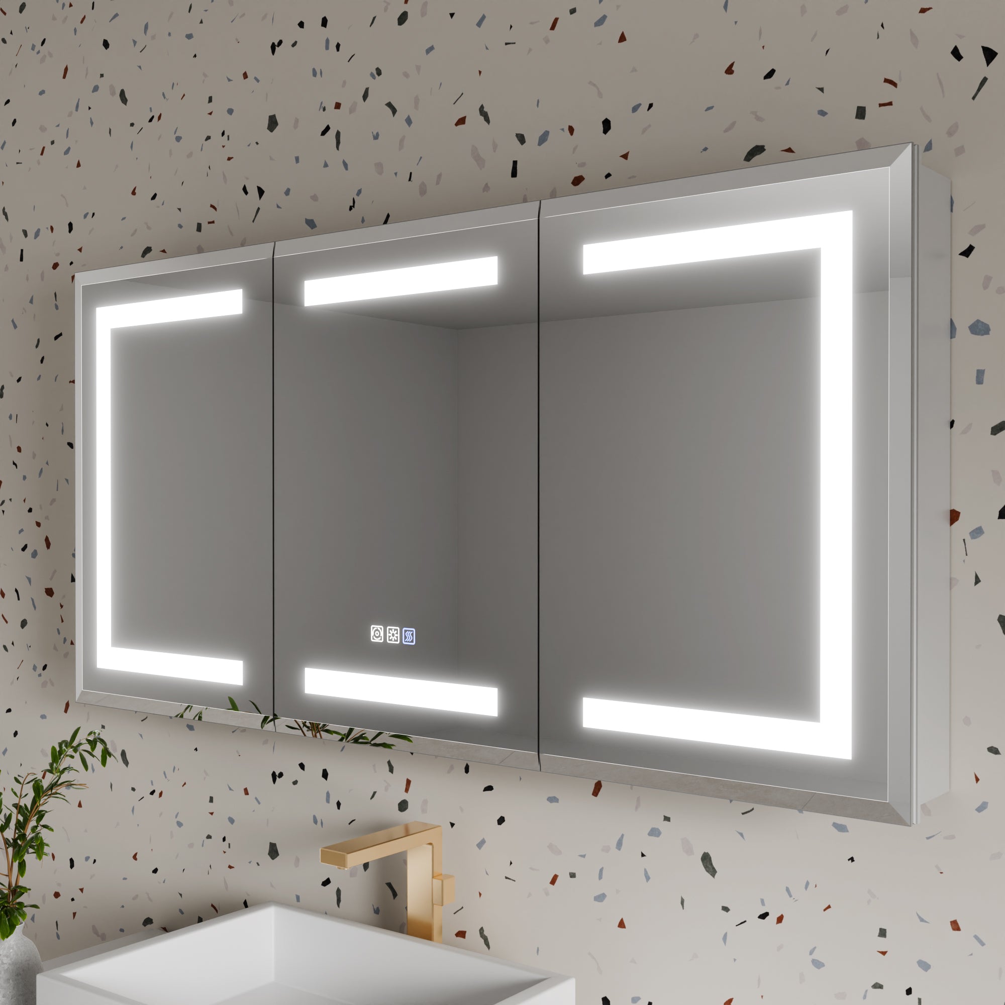 48 in. x 24 in. Aluminum Beveled Edge LED Medicine Cabinet, Recessed/Surface Mount