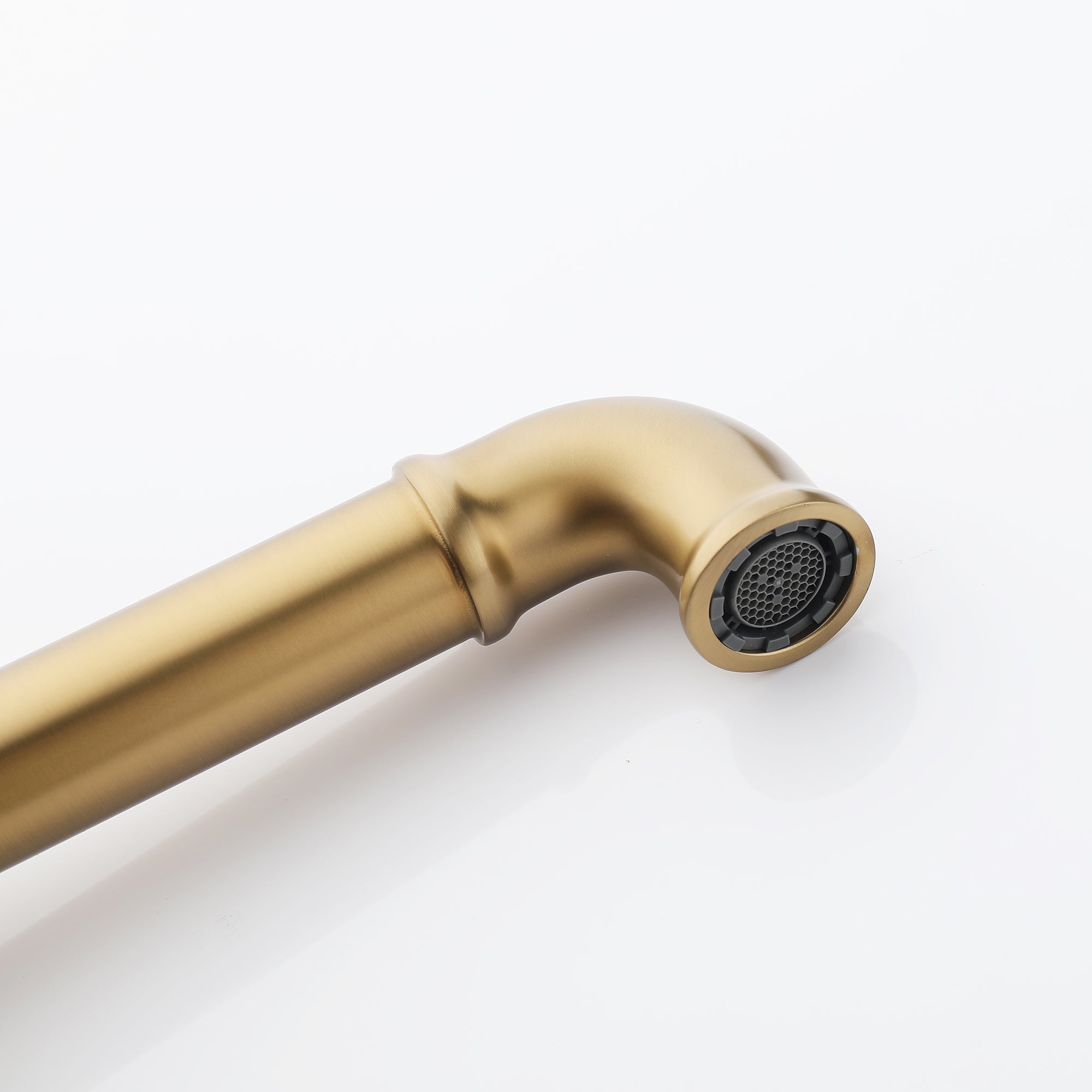 Double Hole Double Handle Brushed Gold Bathtub Faucet with Handheld Shower