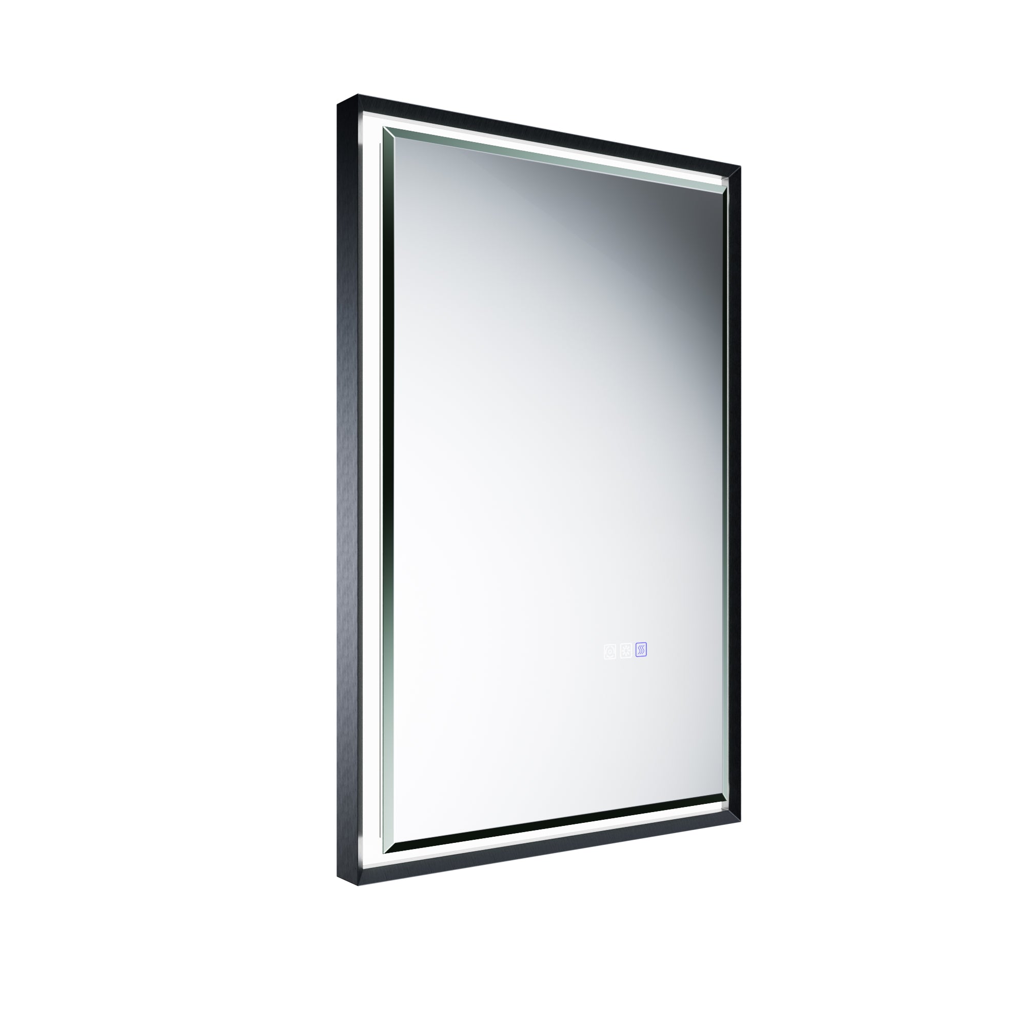 22 in. W x 34 in. Aluminum Framed LED Bathroom Mirror - Anti-Fog, Dimmable, Smart Memory, Matte Black