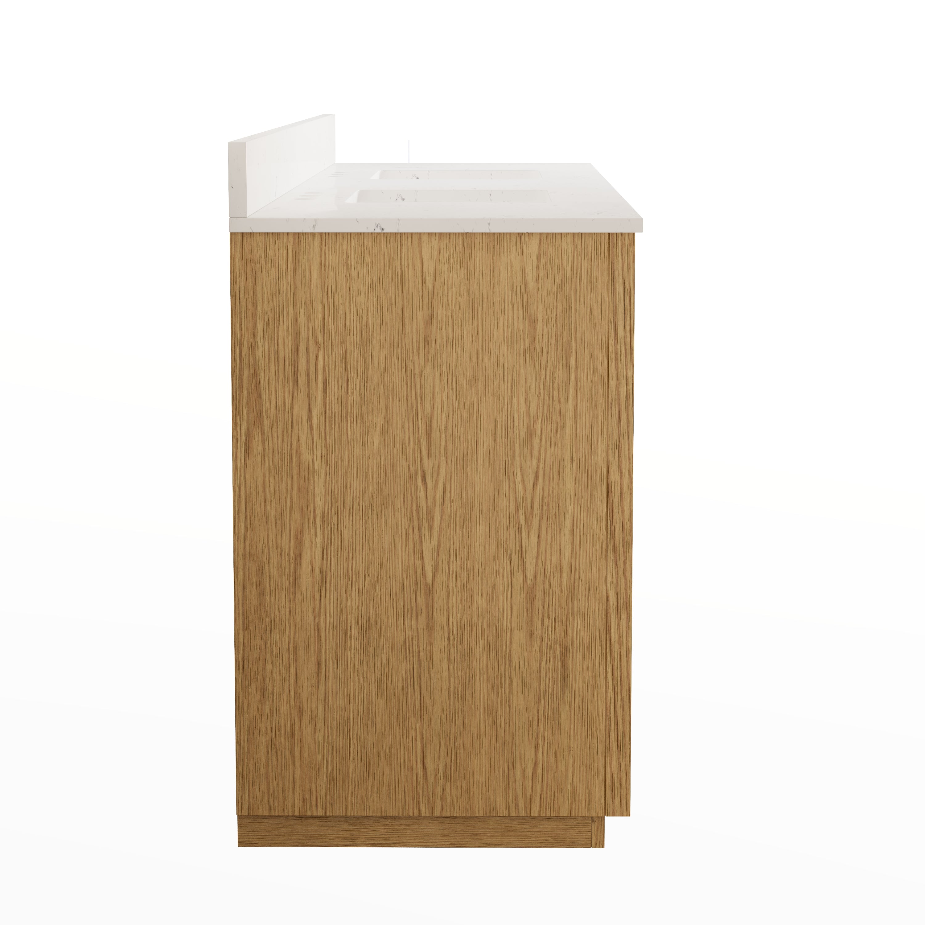 84 Inch Oak Soild Wood Bathroom Vanity with Double Undermount Sinks, 9 Dovetail-constructed Drawers and 4 Soft-close Doors