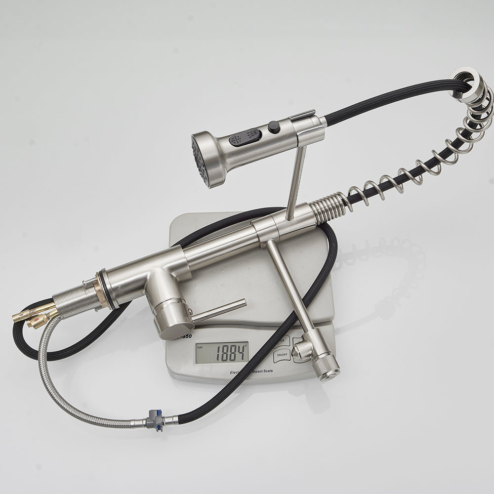Single Handle Gooseneck Pull Down Sprayer Kitchen Faucet with Purified Water Faucet