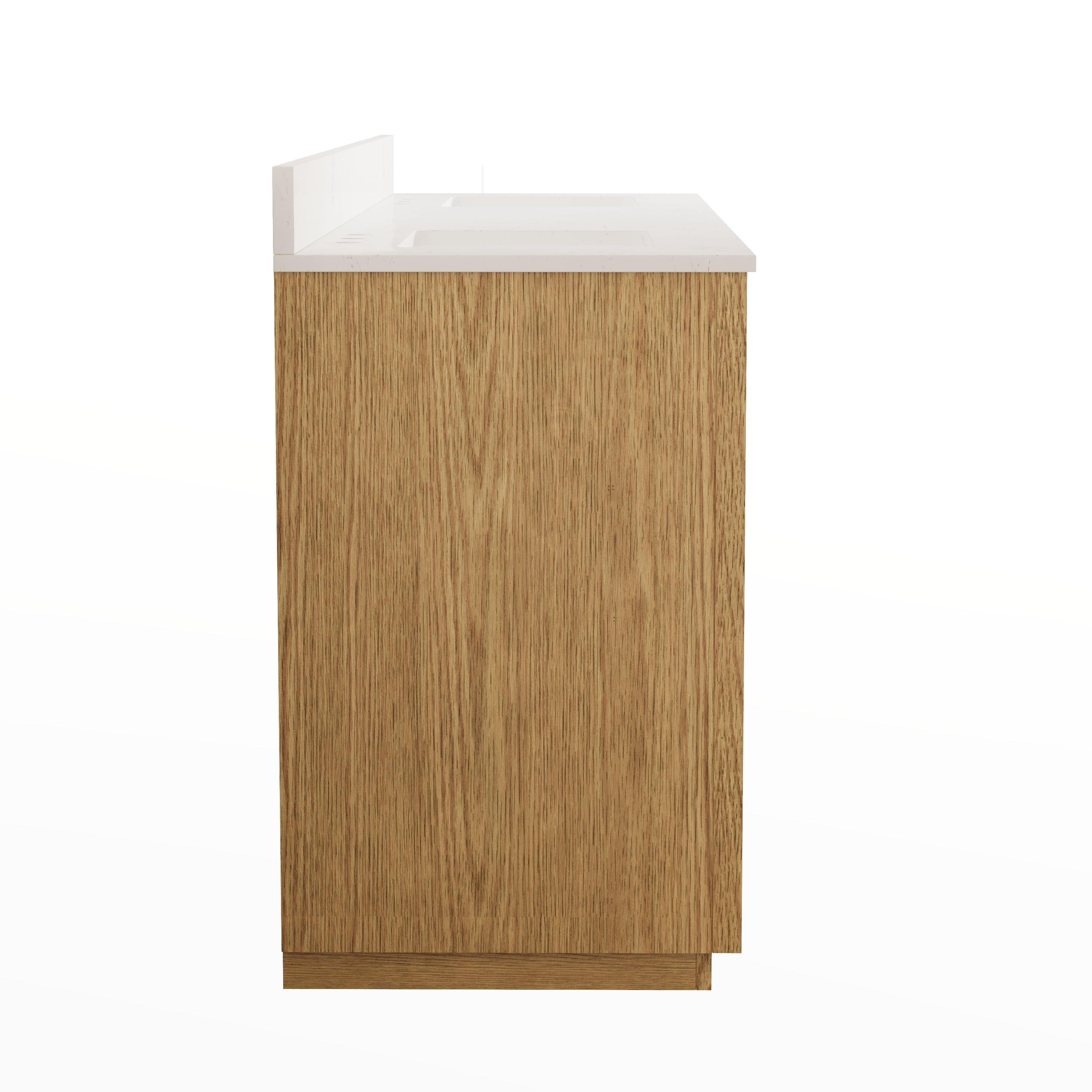 80 Inch Oak Soild Wood Bathroom Vanity with Double Undermount Sinks, 3 Dovetail-constructed Drawers and 4 Soft-close Doors
