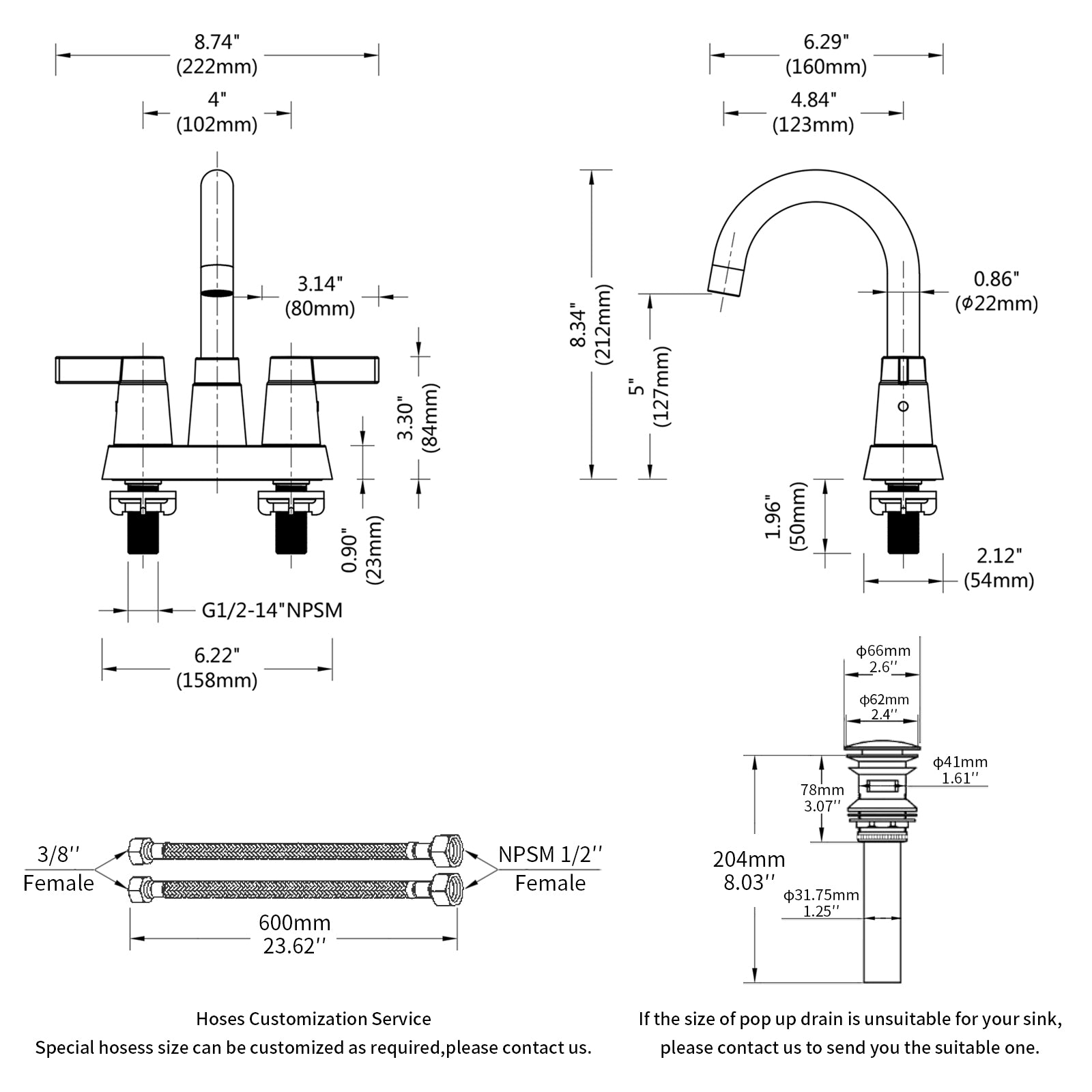 2-Handle Bathroom Sink Faucet 360 Degree High Arc Swivel Spout Centerset 3 Holes Lavatory Faucet