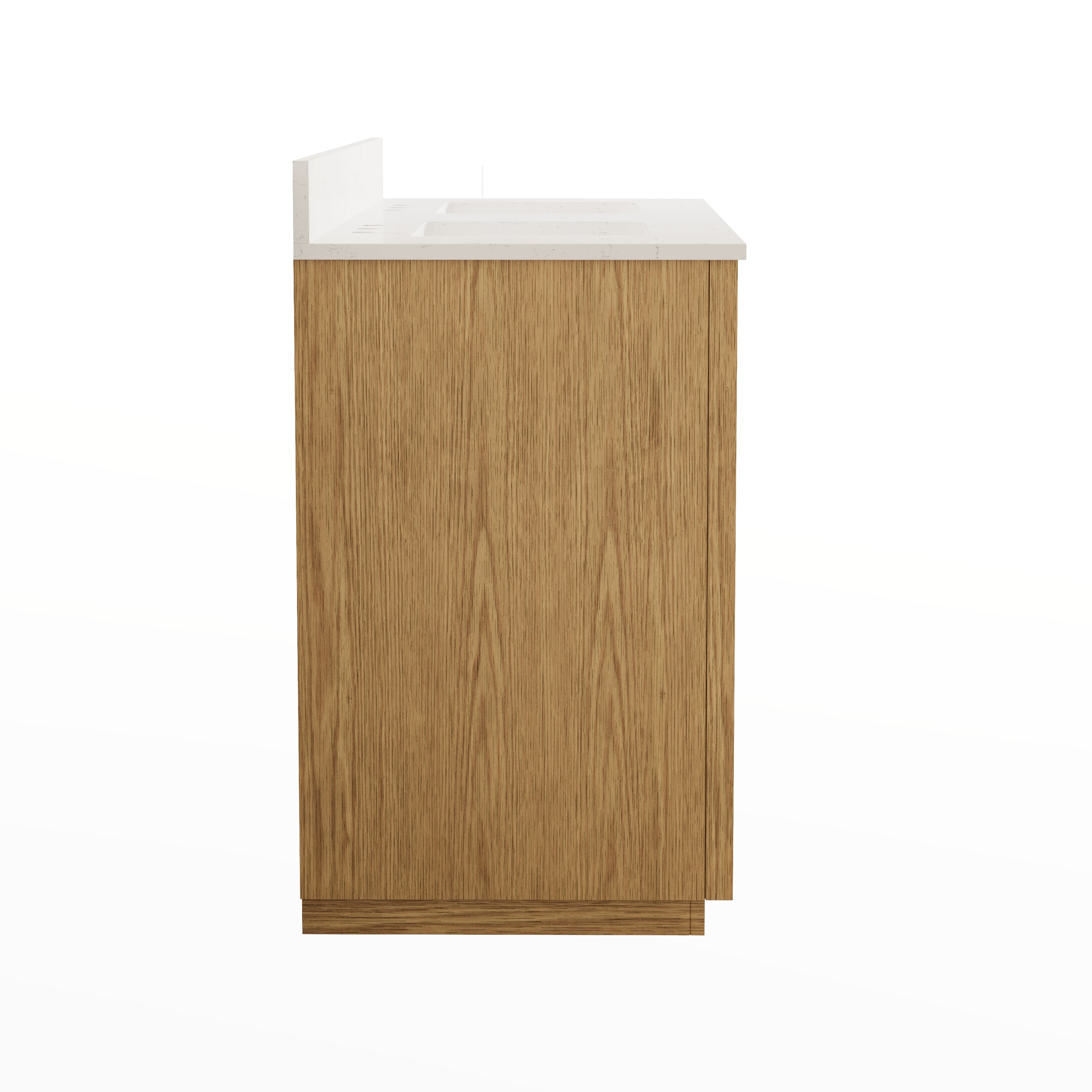 60 Inch Oak Soild Wood Bathroom Vanity with Double Undermount Sinks, 6 Dovetail-constructed Drawers