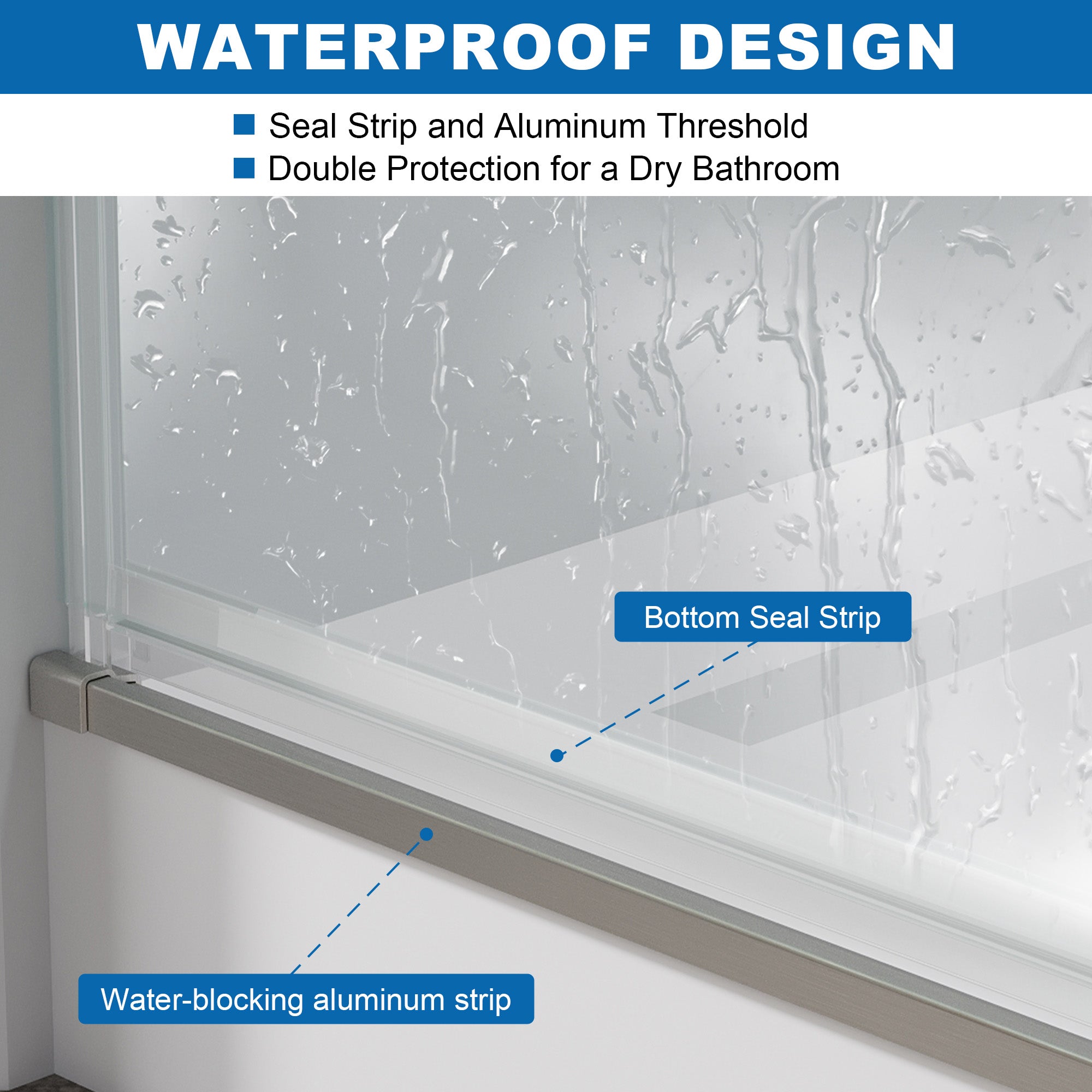 59–60 in. W x 72 in. H Frameless Hinged Shower Door with 3/8" Clear Tempered Glass and Fixed Glass Panel, Includes Support Bar