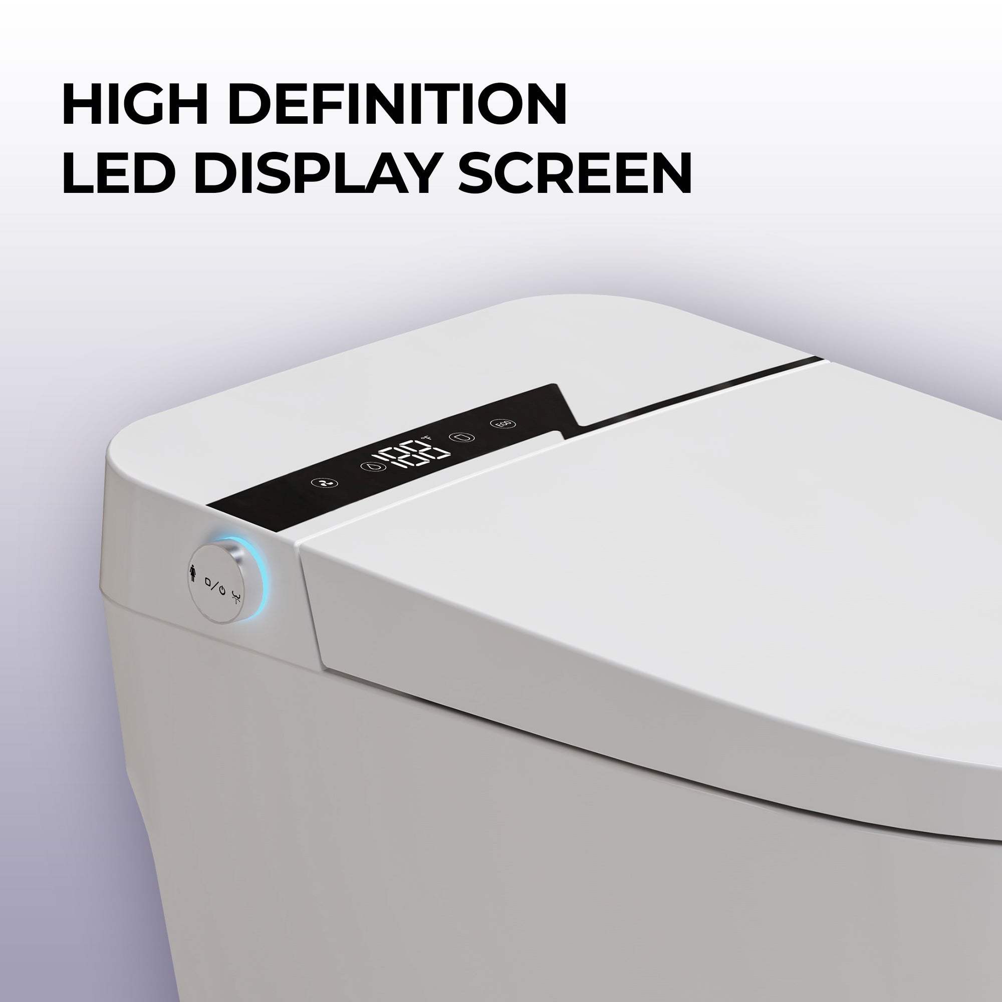 Smart Bidet Toilet with One-Click Knob, Foot Sensor Function, Auto Flush, LED Display in White