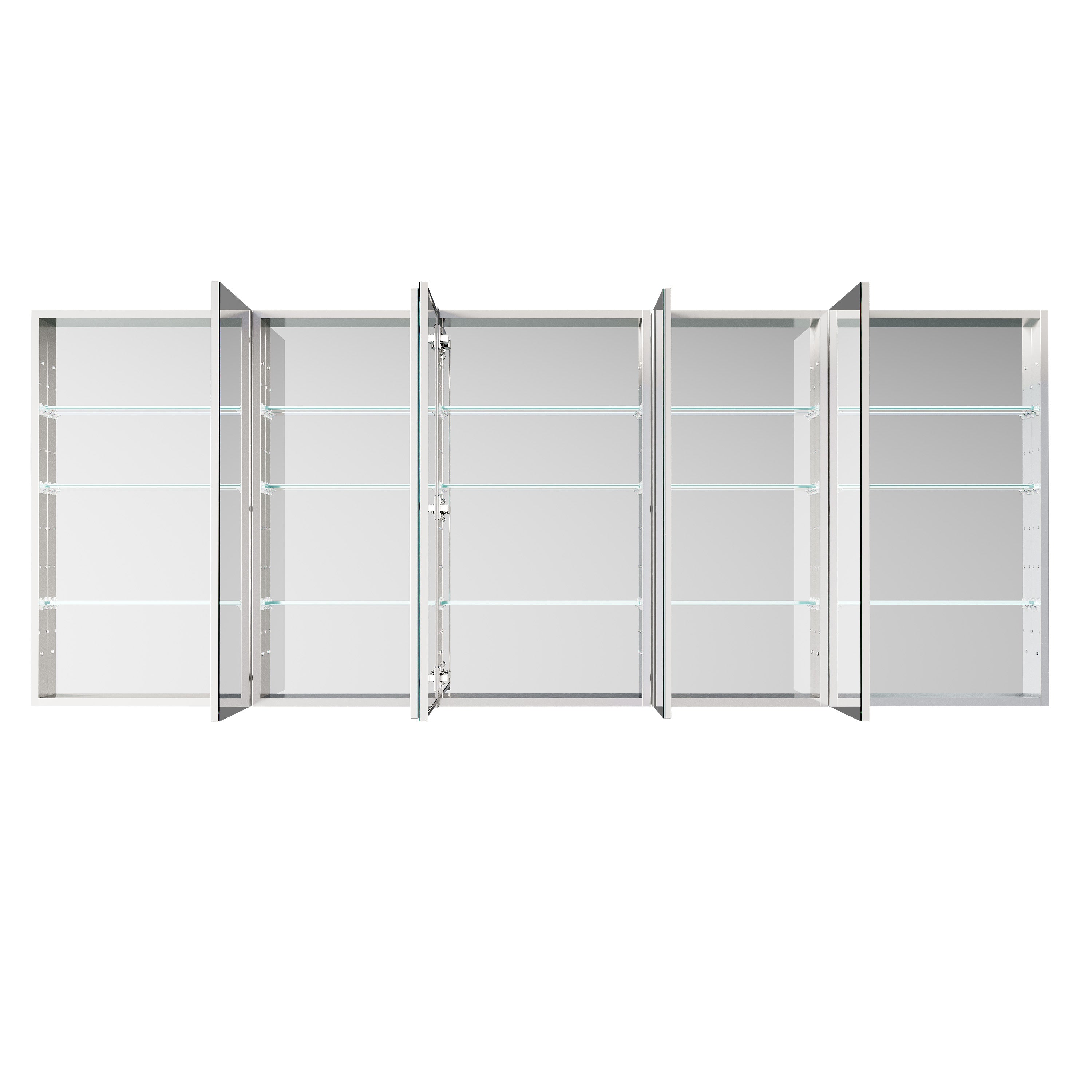 92 in. ×36 in. Copper-Free Tri-Views Mirror Medicine Cabinet with Adjustable Shelves and 5 Swing Doors