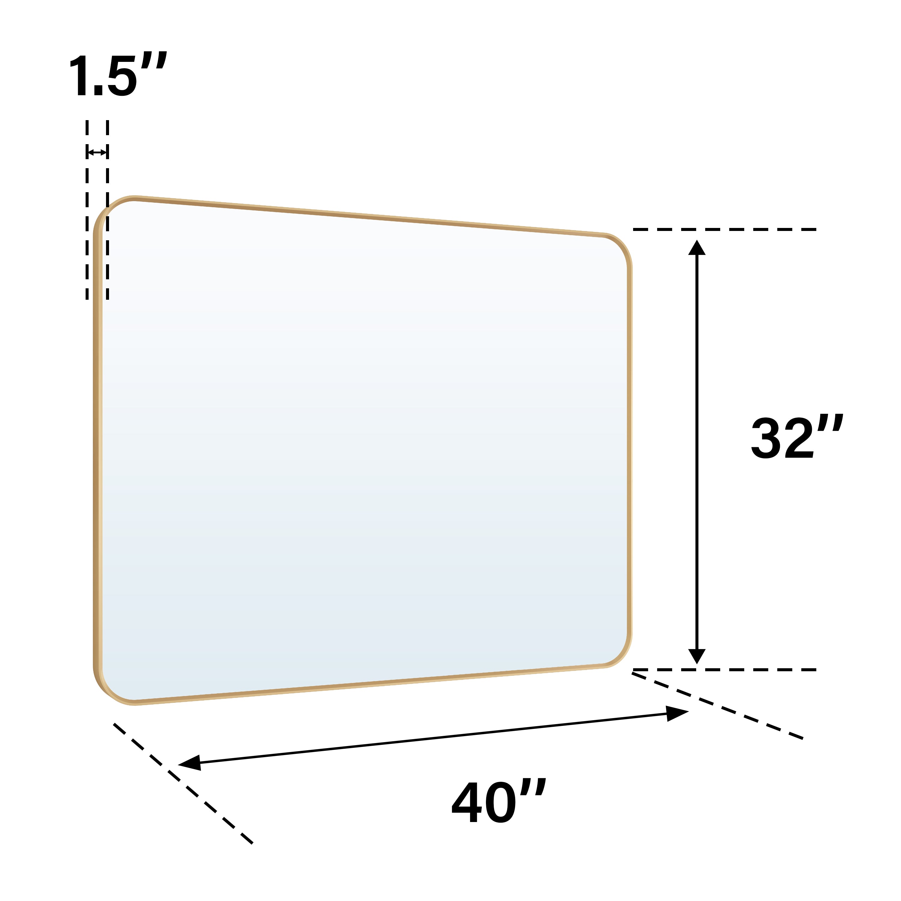 40-in W x 32-in H Rectangular Framed Bathroom Vanity Mirror in Brushed Gold