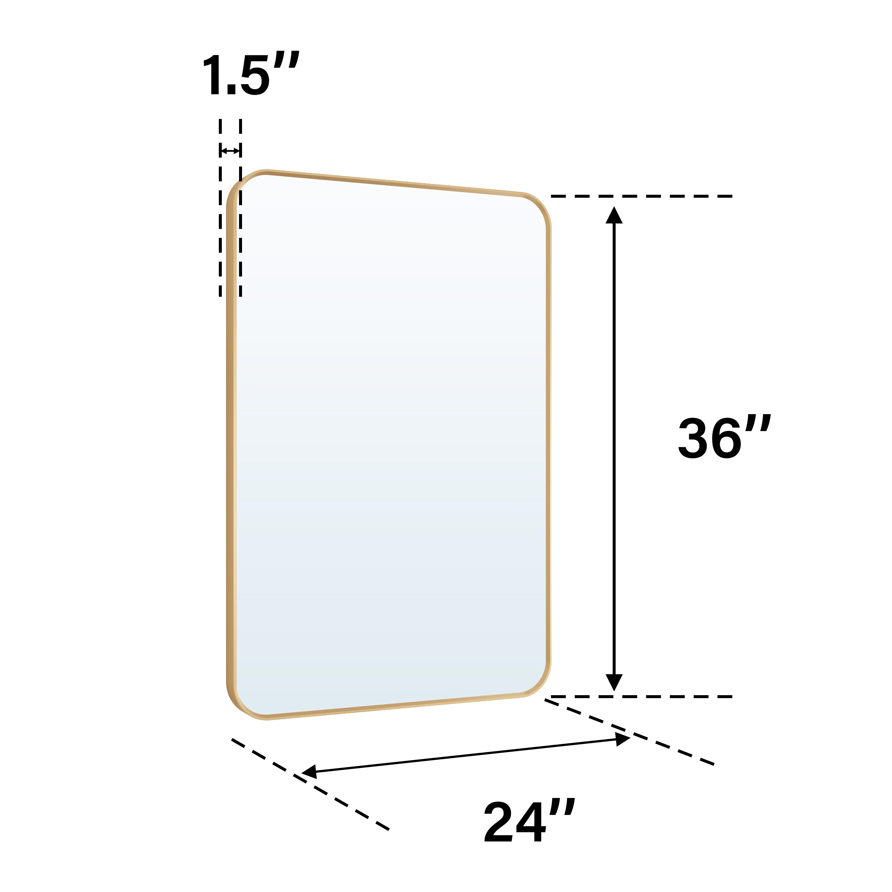 24-in W x 36-in H Rectangular Framed Bathroom Vanity Mirror in Brushed Gold