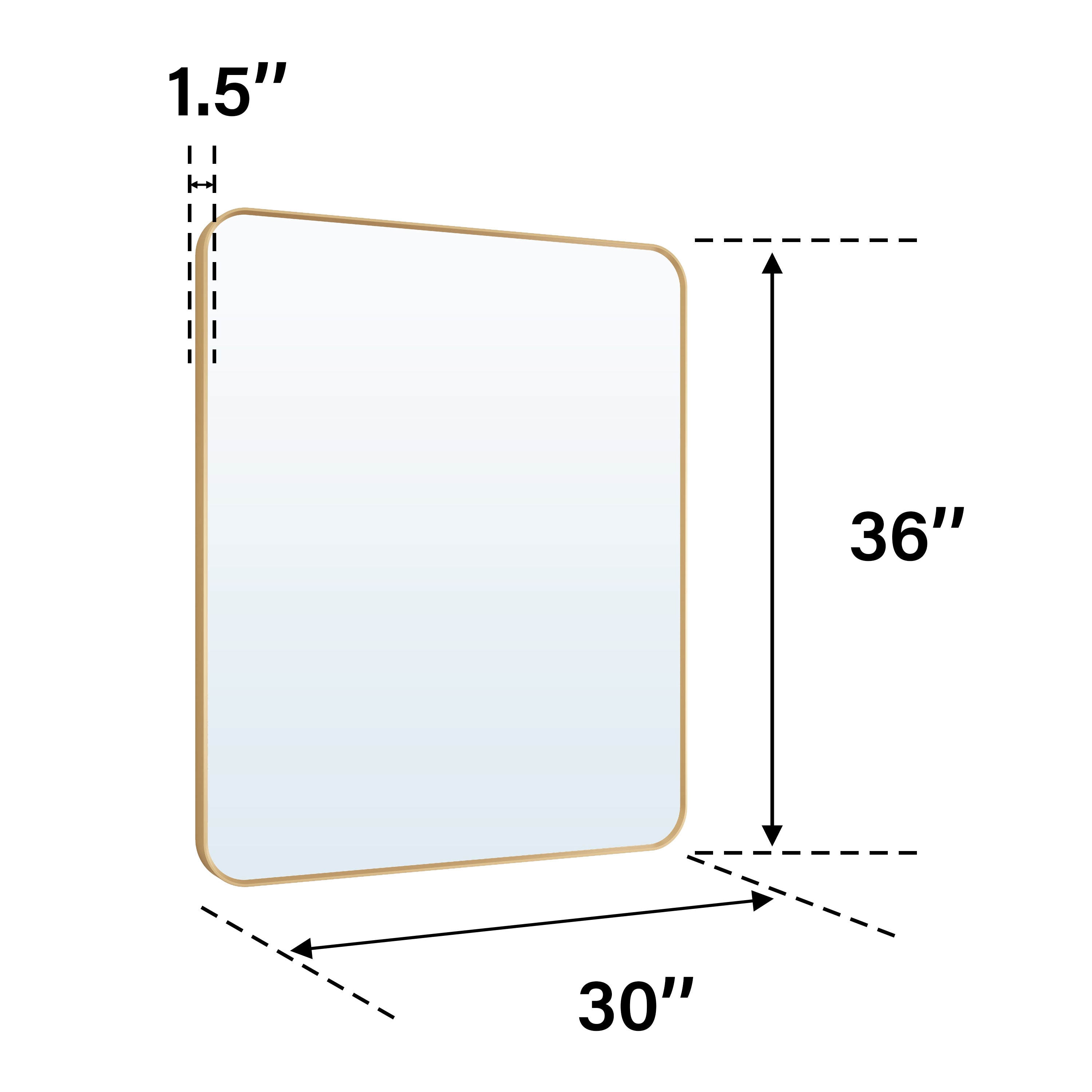 30-in W x 36-in H Rectangular Framed Bathroom Vanity Mirror in Brushed Gold