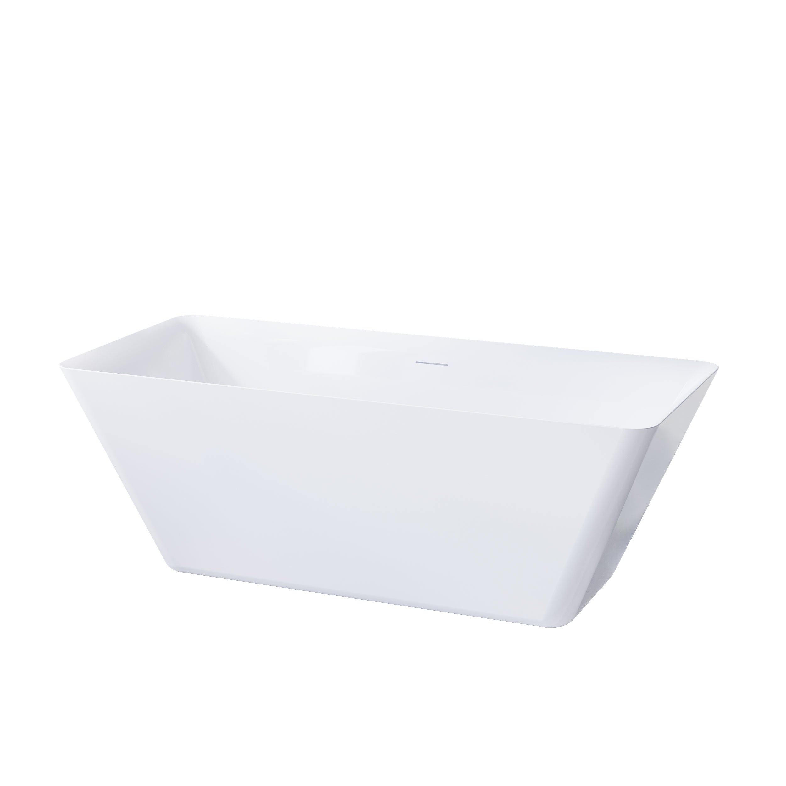 66" Freestanding Glossy White Acrylic Bathtub with Overflow and Drain Rectangle Tub