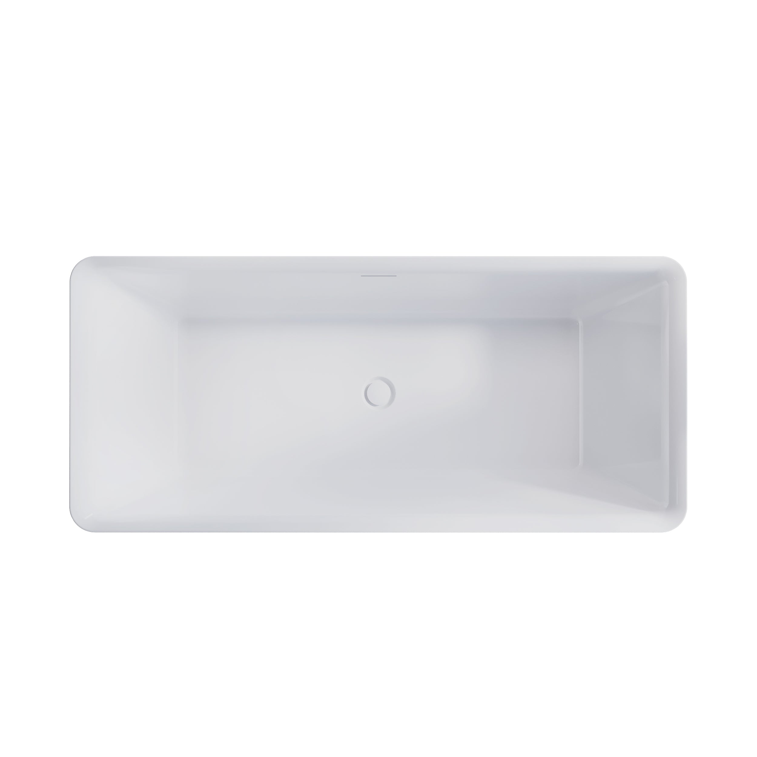 66" Freestanding Glossy White Acrylic Bathtub with Overflow and Drain Rectangle Tub