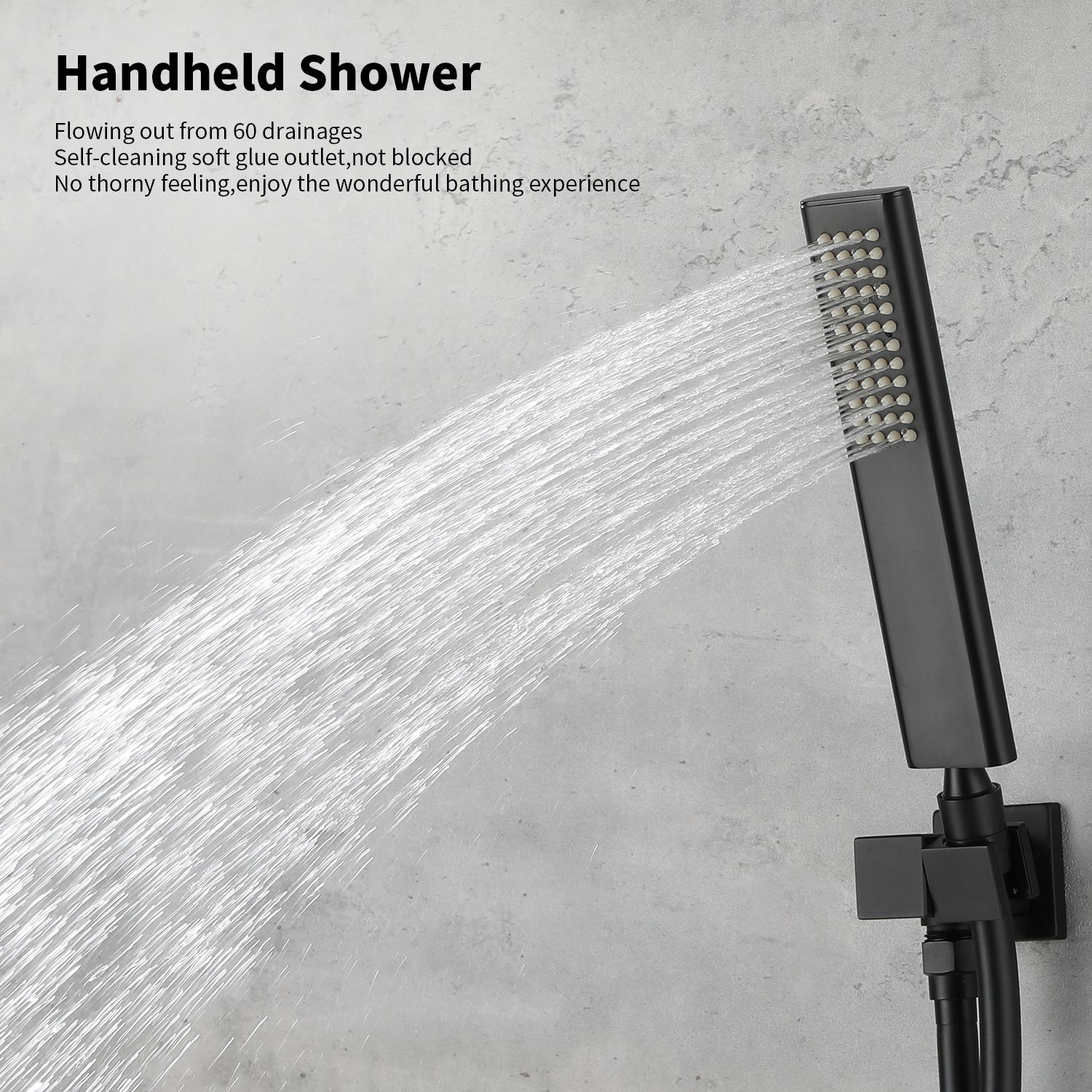 Matte Black Waterfall Bathtub Shower Set with Hand Shower Wall-Mounted