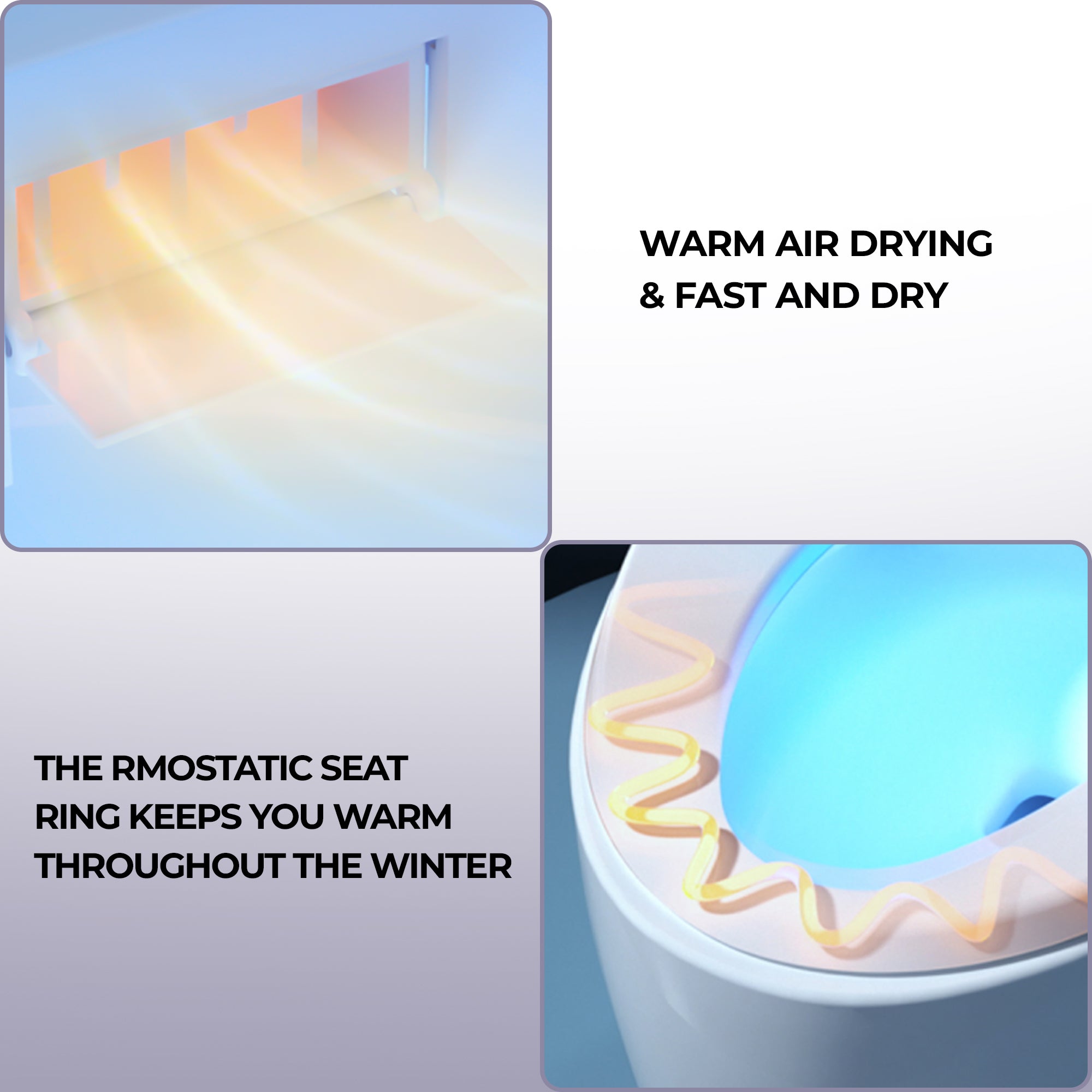 Smart Bidet Toilet with One-Click Knob, Foot Sensor Function, Auto Flush, LED Display in White