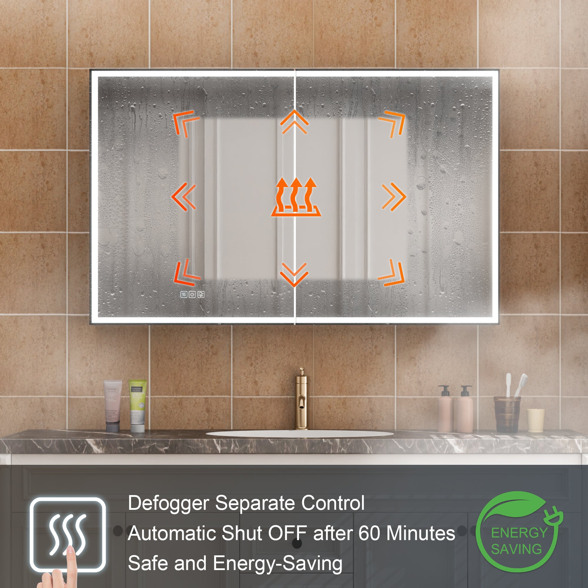 48" Navy Blue Solid Wood Bathroom Vanity & 48" LED Mirror Medicine Cabinet Combo