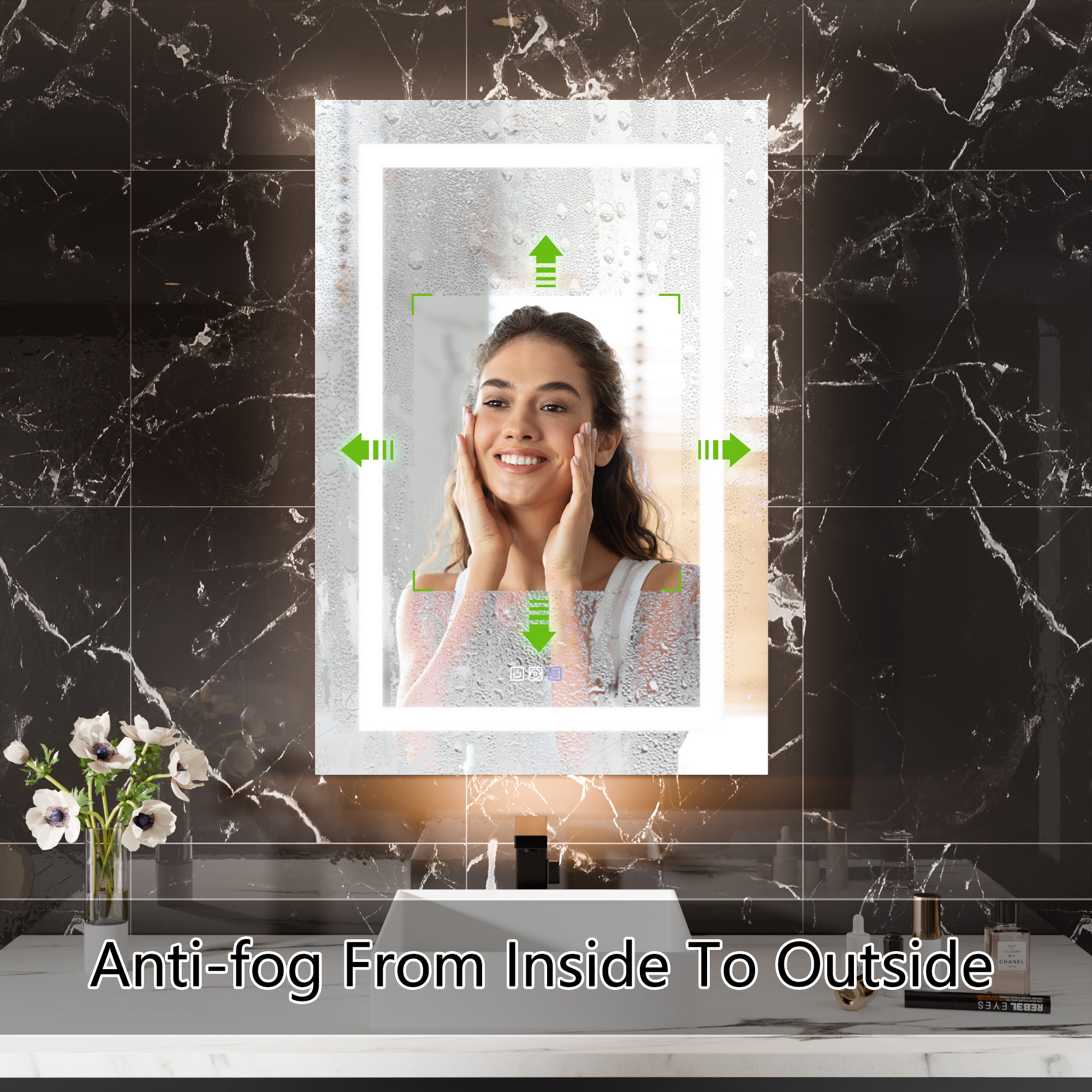 2-Pack 24 in. x 36 in. Recessed/Surface Mount Medicine Cabinet with 5X Magnifier Mirror and Night Light(Left+Right)