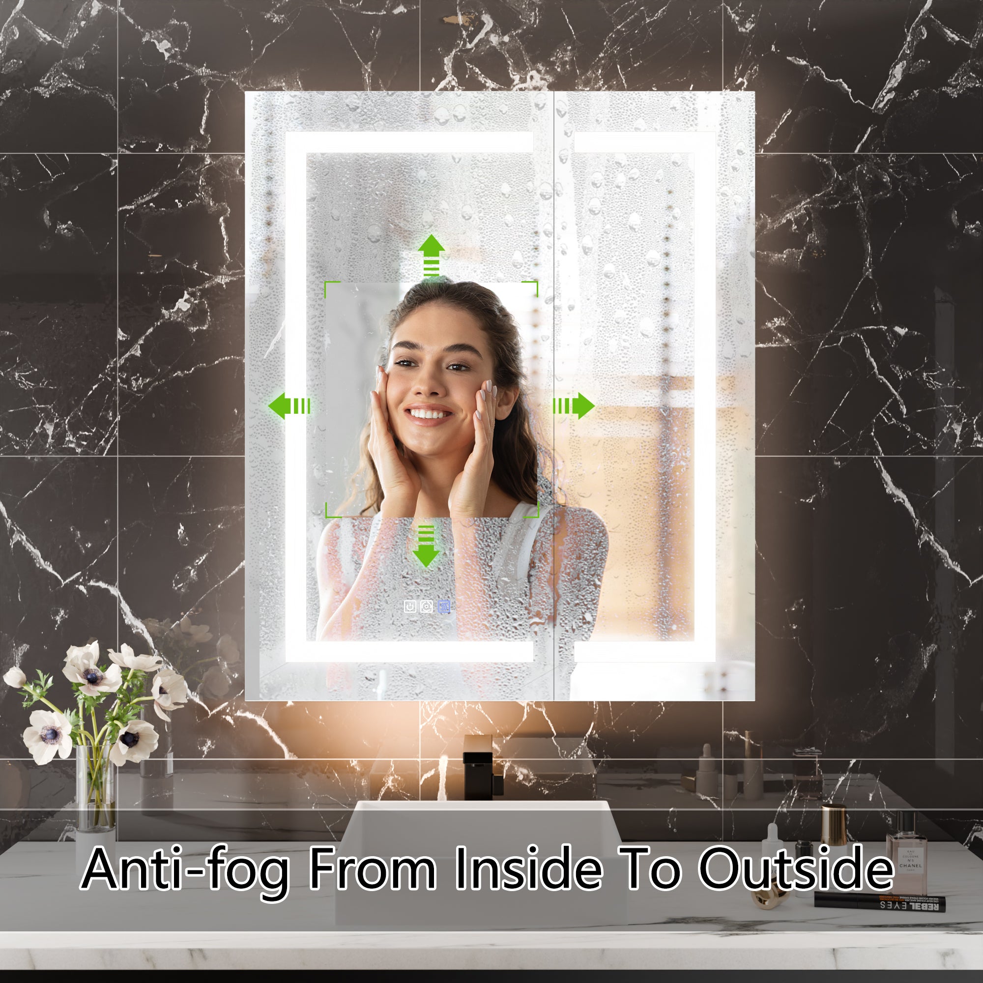 WELLFOR 30 in. x 36 in. Recessed/Surface Mount LED Medicine Cabinet with Magnifier Mirror