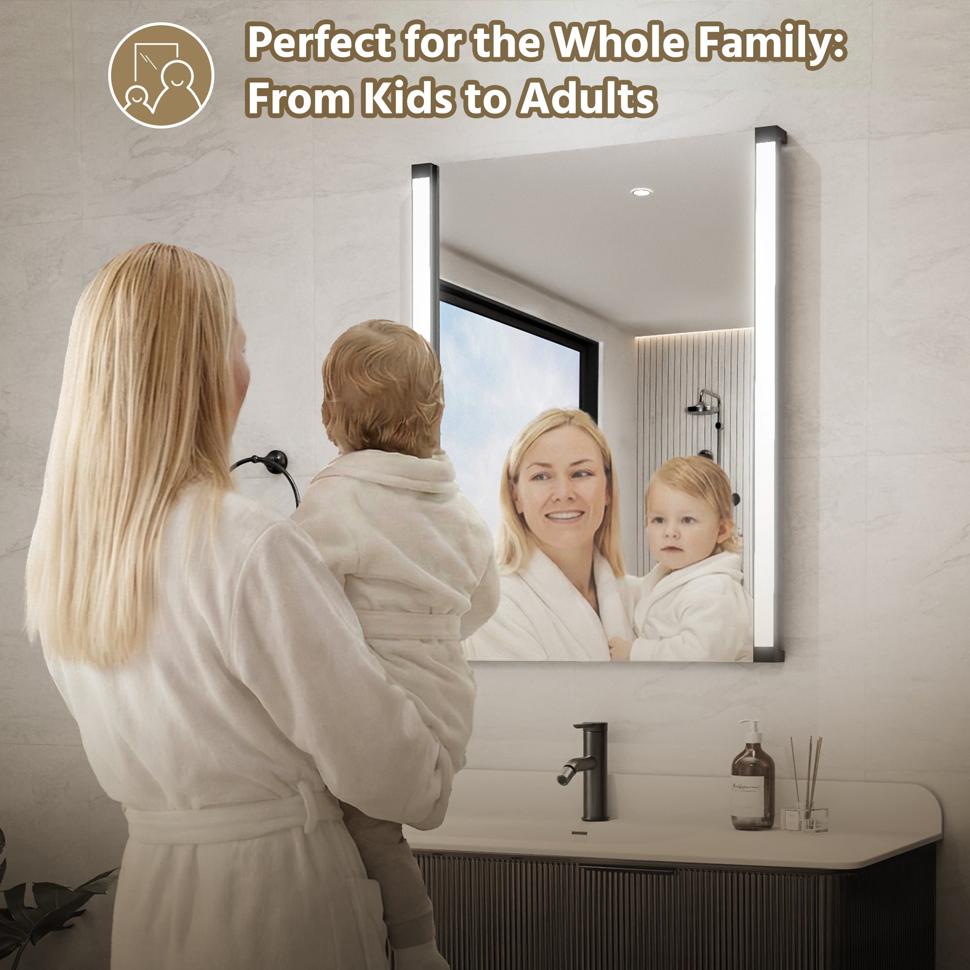 28 In. X 36 In. LED Bathroom Mirror With 270 Degrees Swivel Function, Dimmable Lighting & Memory Function