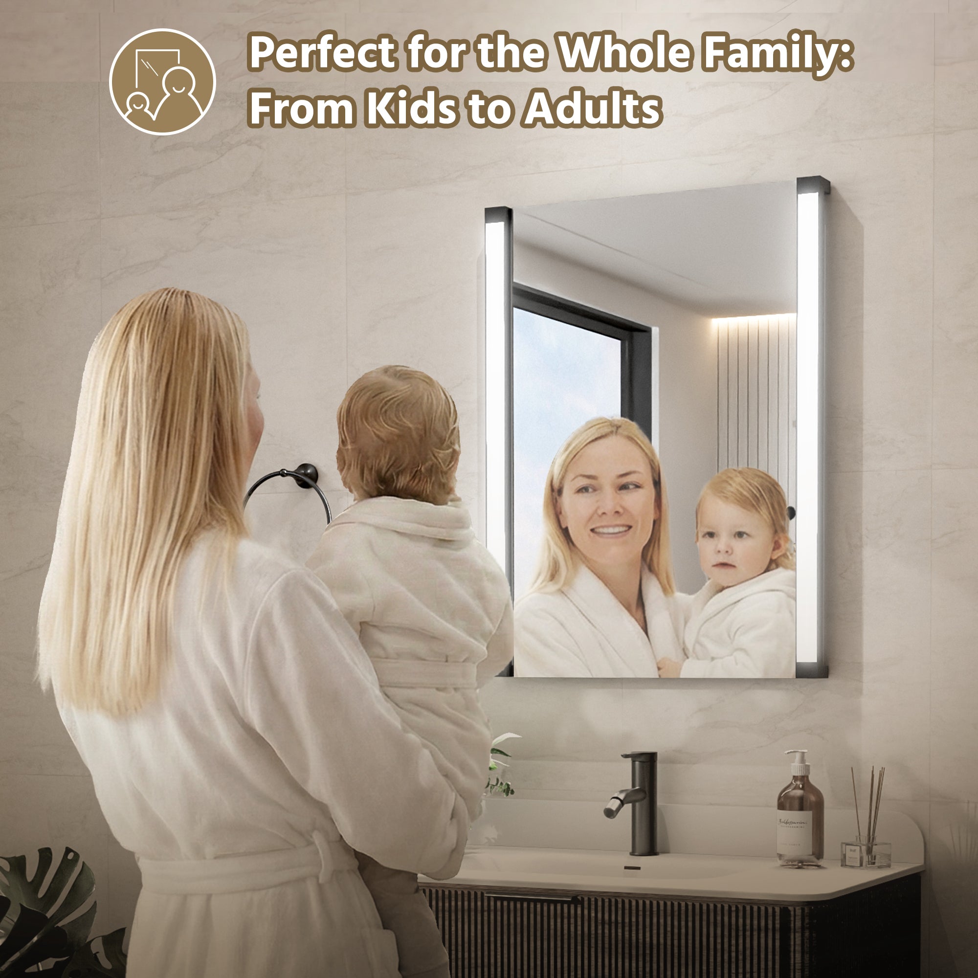 24 In. X 32 In. LED Bathroom Mirror With 270 Degrees Swivel Function, Dimmable Lighting & Memory Function