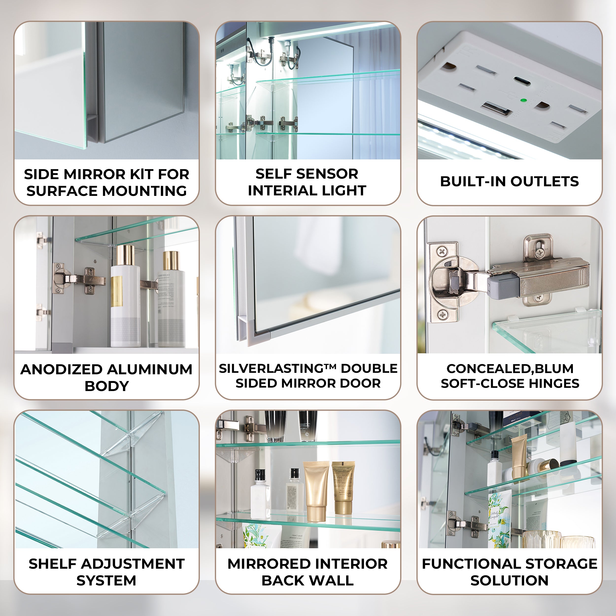 60 in. x 30 in. LED Lighted Aluminum Bathroom Medicine Cabinet with Anti-Fog, Dimmable Lighting, Outlet, Surface or Recessed Mount