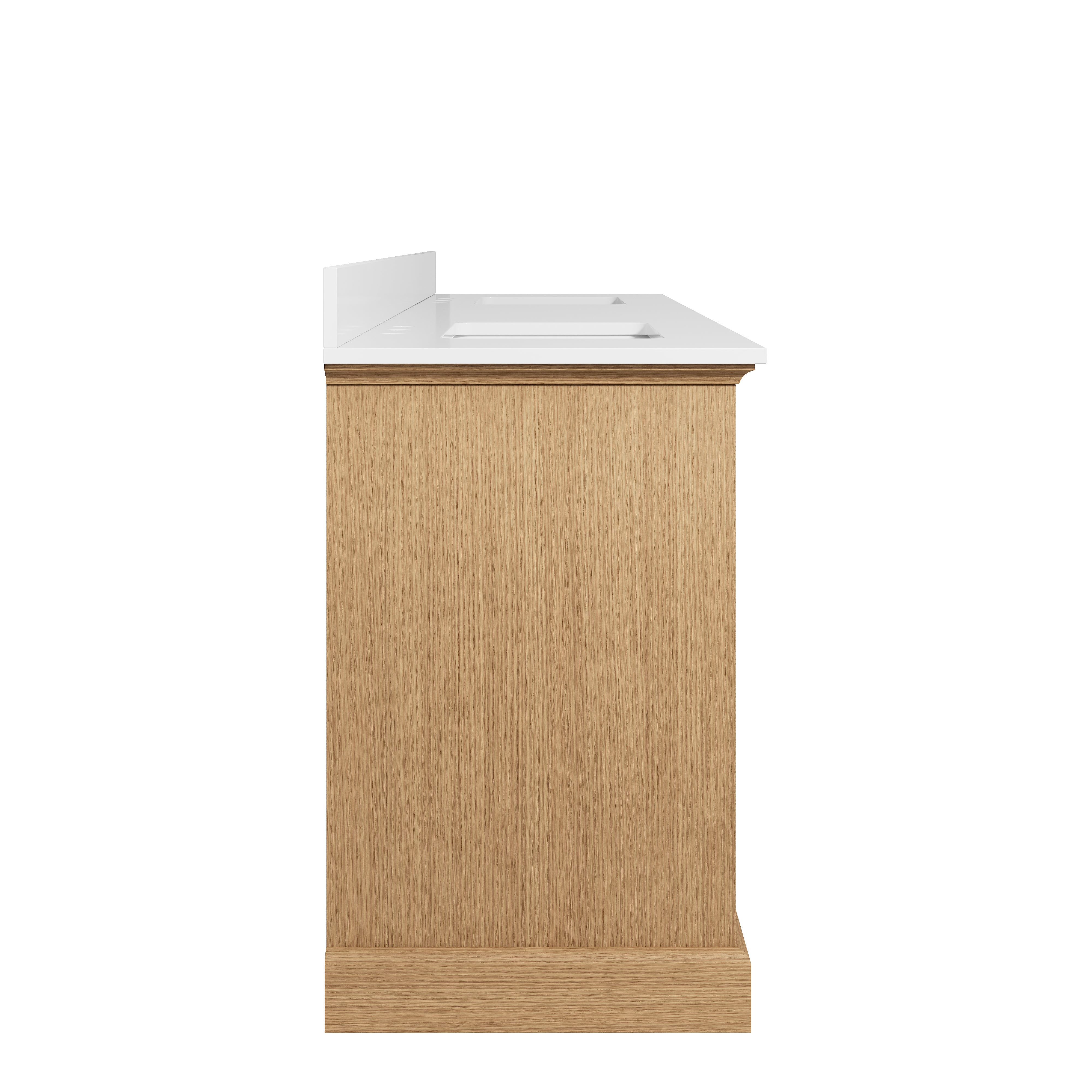 80" Double Sinks OAK Bathroom Vanity with Solid Wood Frame, Soft Close 6 Drawers, Pure White Cultured Marble Countertop
