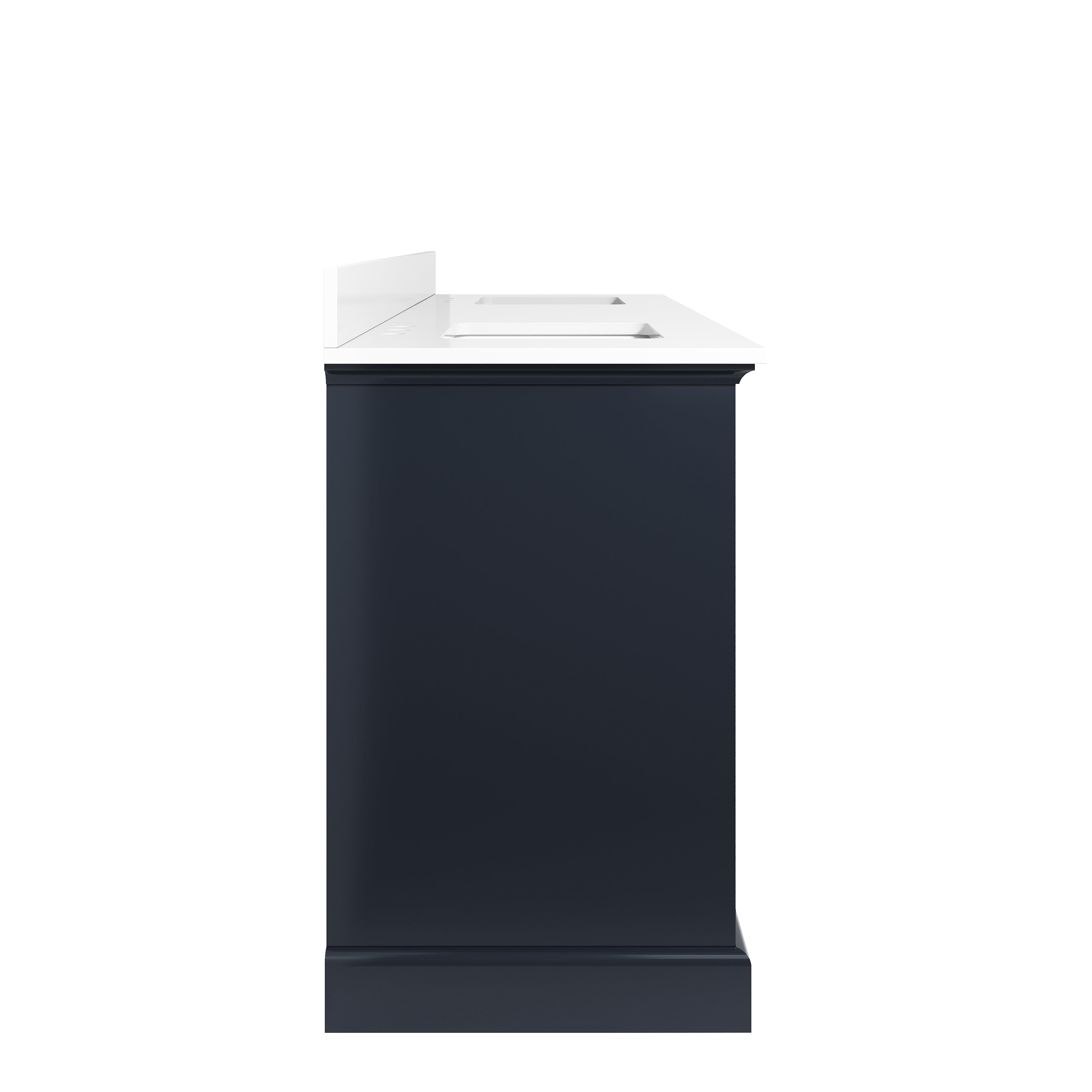 80" Double Sinks Navy Blue Bathroom Vanity with Solid Wood Frame, Soft Close 6 Drawers, Pure White Cultured Marble Countertop