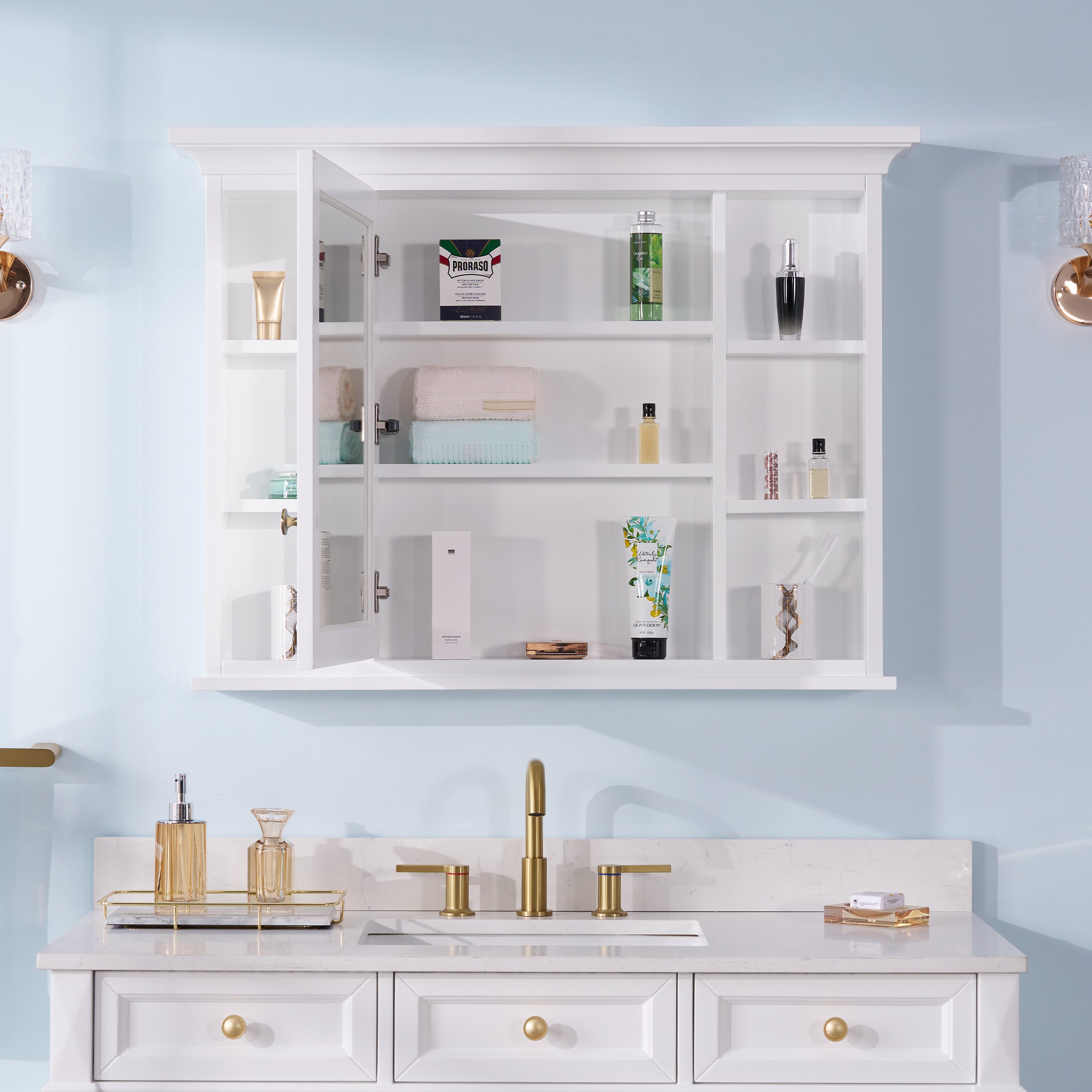 40 in.W x 30 in.H Surface-Mount Solid Wood Medicine Cabinet with Mirror, Z-bar Hangs Vertically