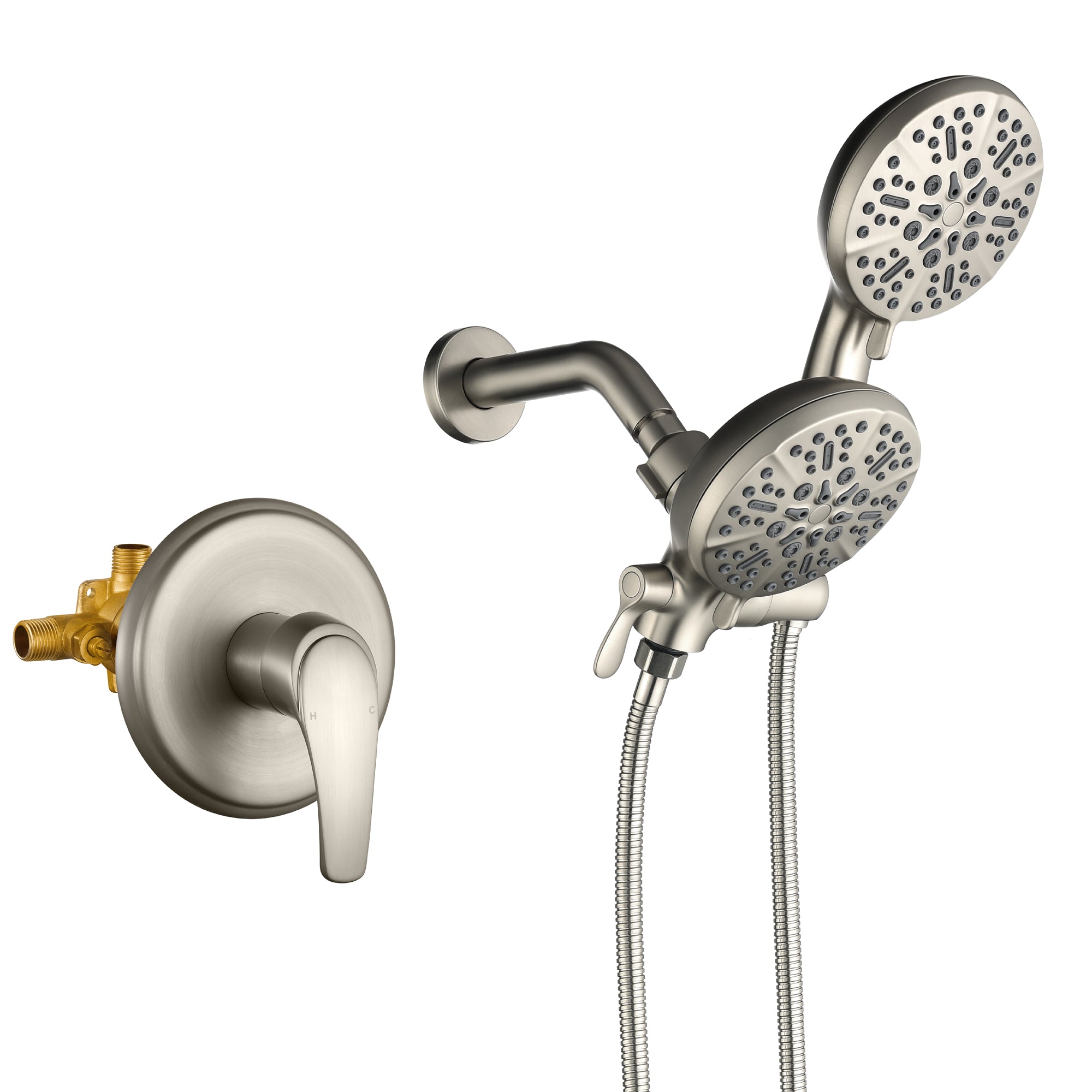 7-Setting Multi-Function Shower System With Handheld Shower And Dual Showerheads