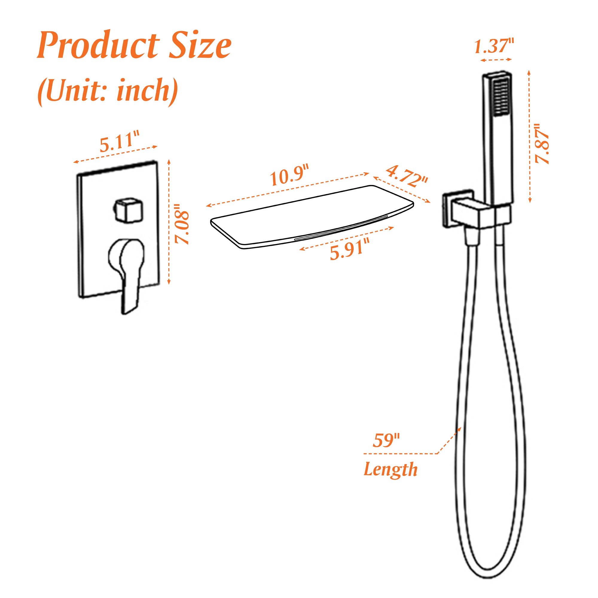 Matte Black Single Handle Tub Faucet with Hand Shower and Storage Station