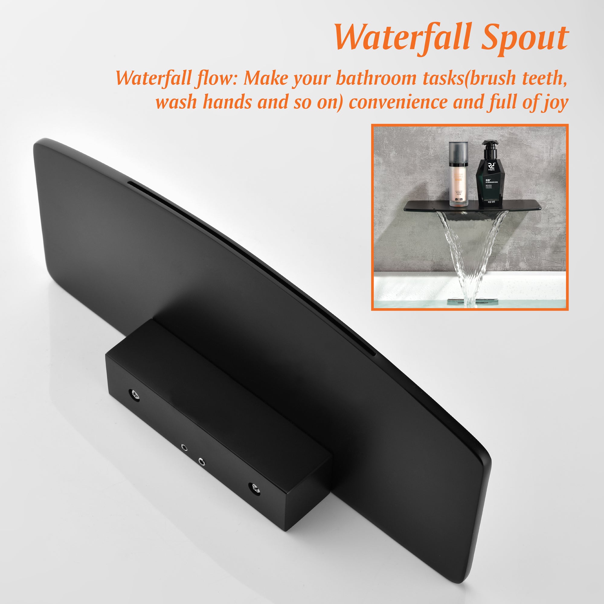 Matte Black Single Handle Tub Faucet with Hand Shower and Storage Station